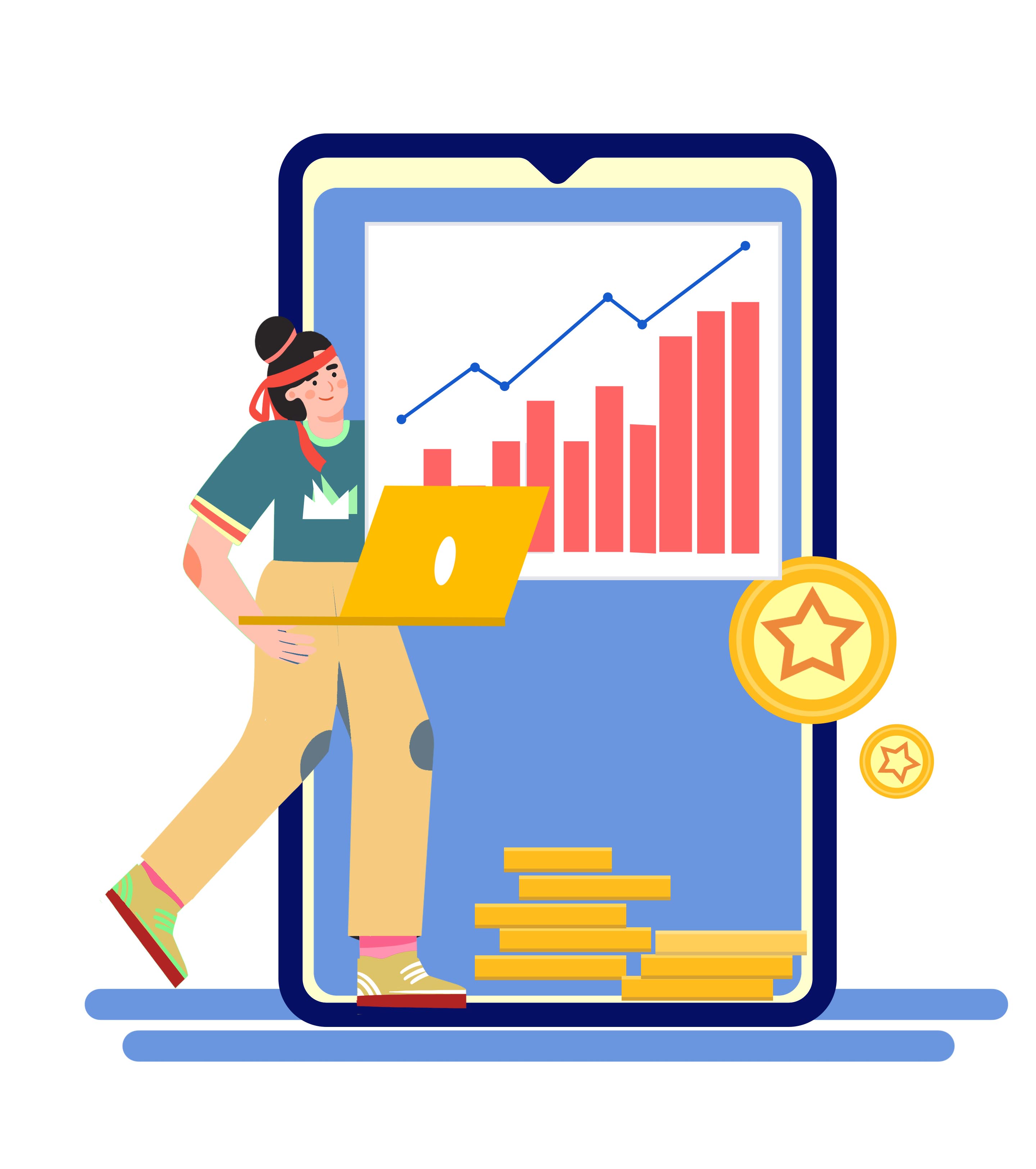 卡通手绘女孩电脑元素