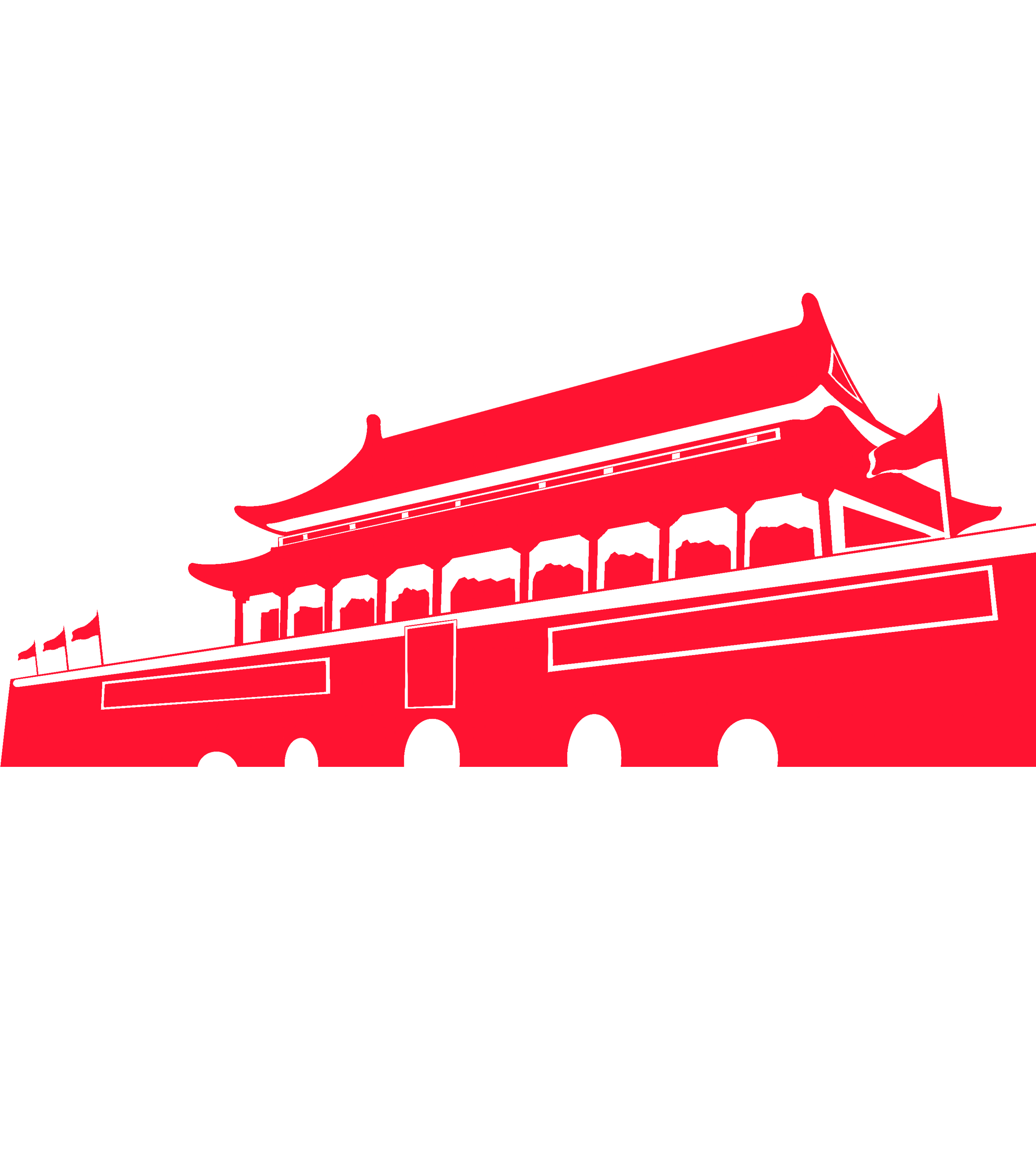 红色手绘党政天安门元素