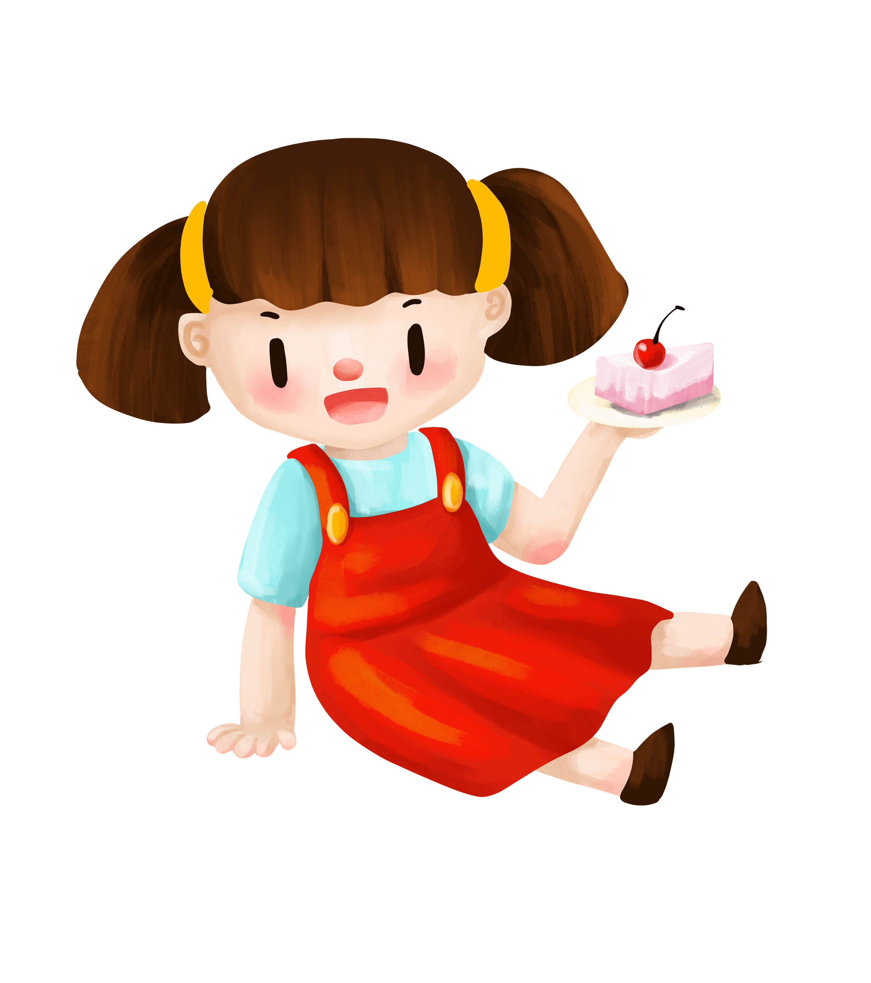 卡通儿童节蛋糕女孩元素