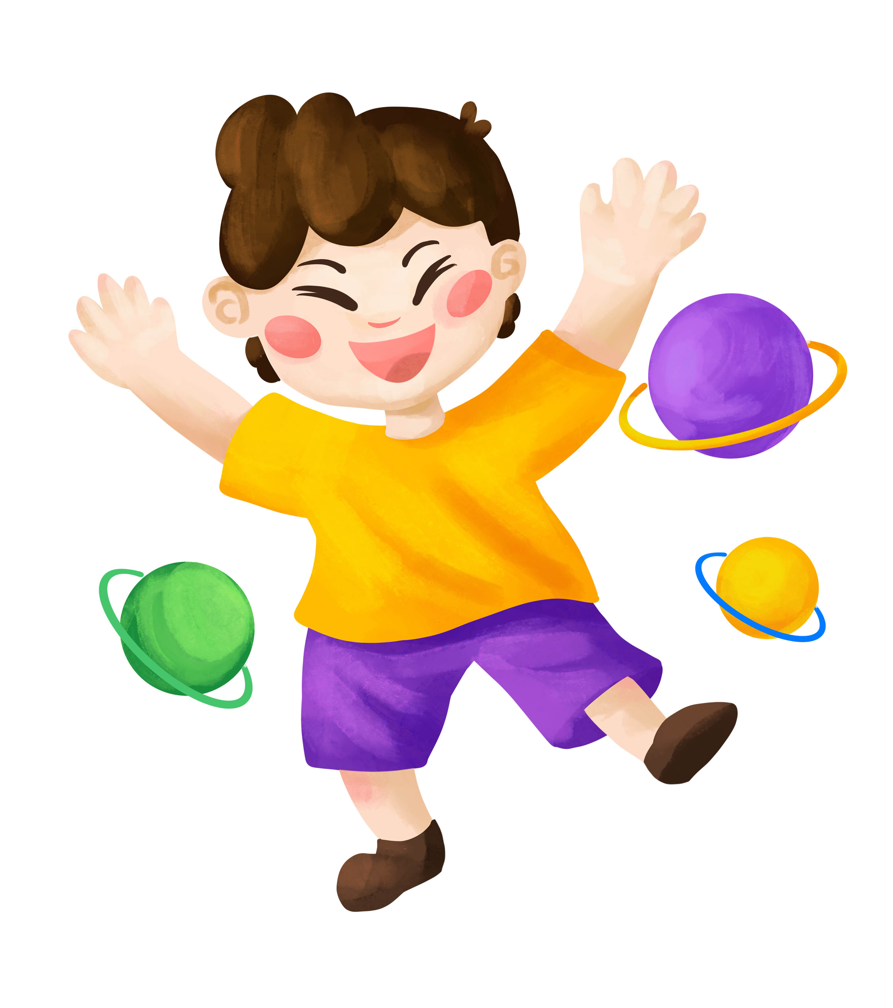 玩耍男孩儿童节元素