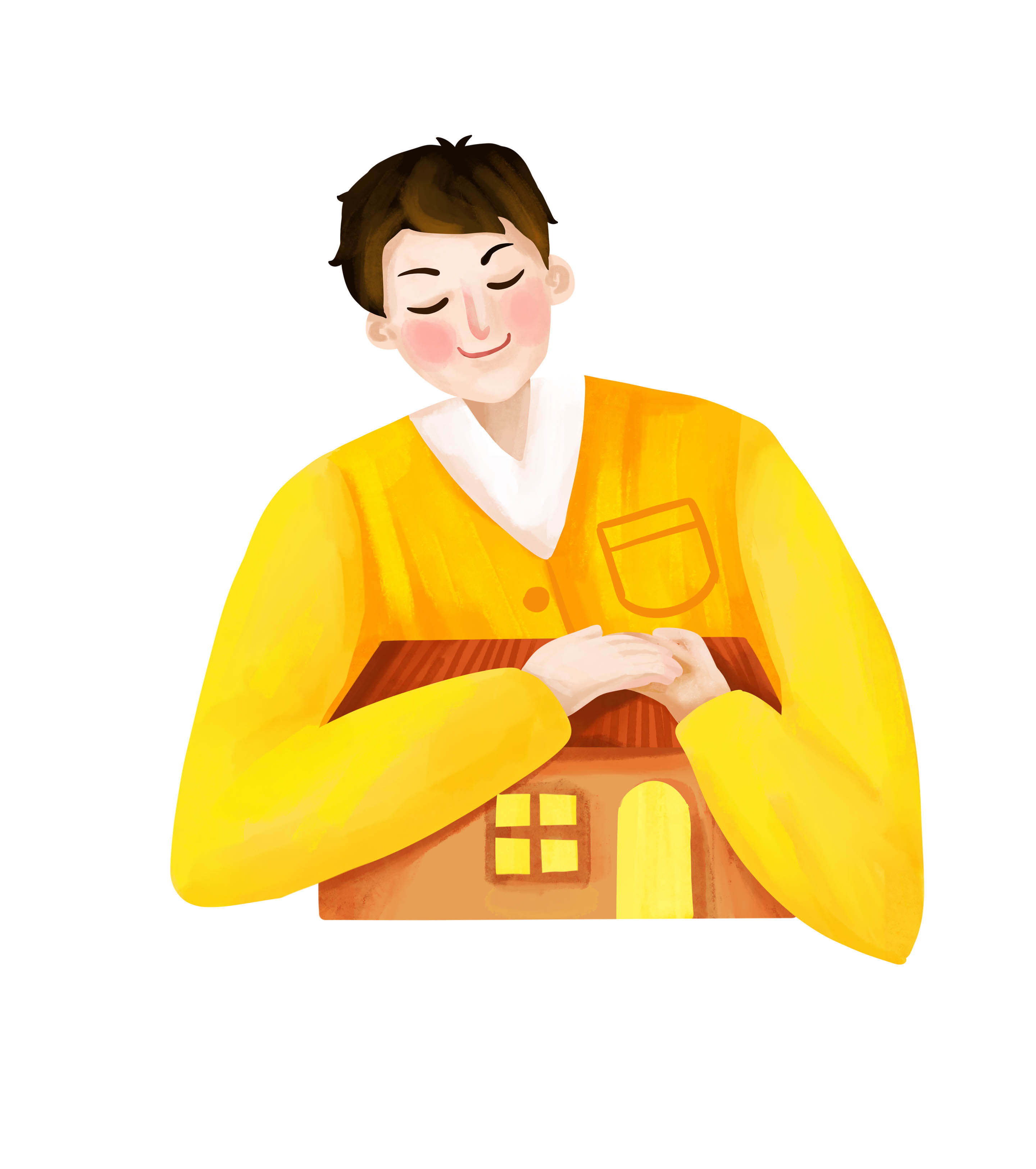 黄色父亲节守护元素