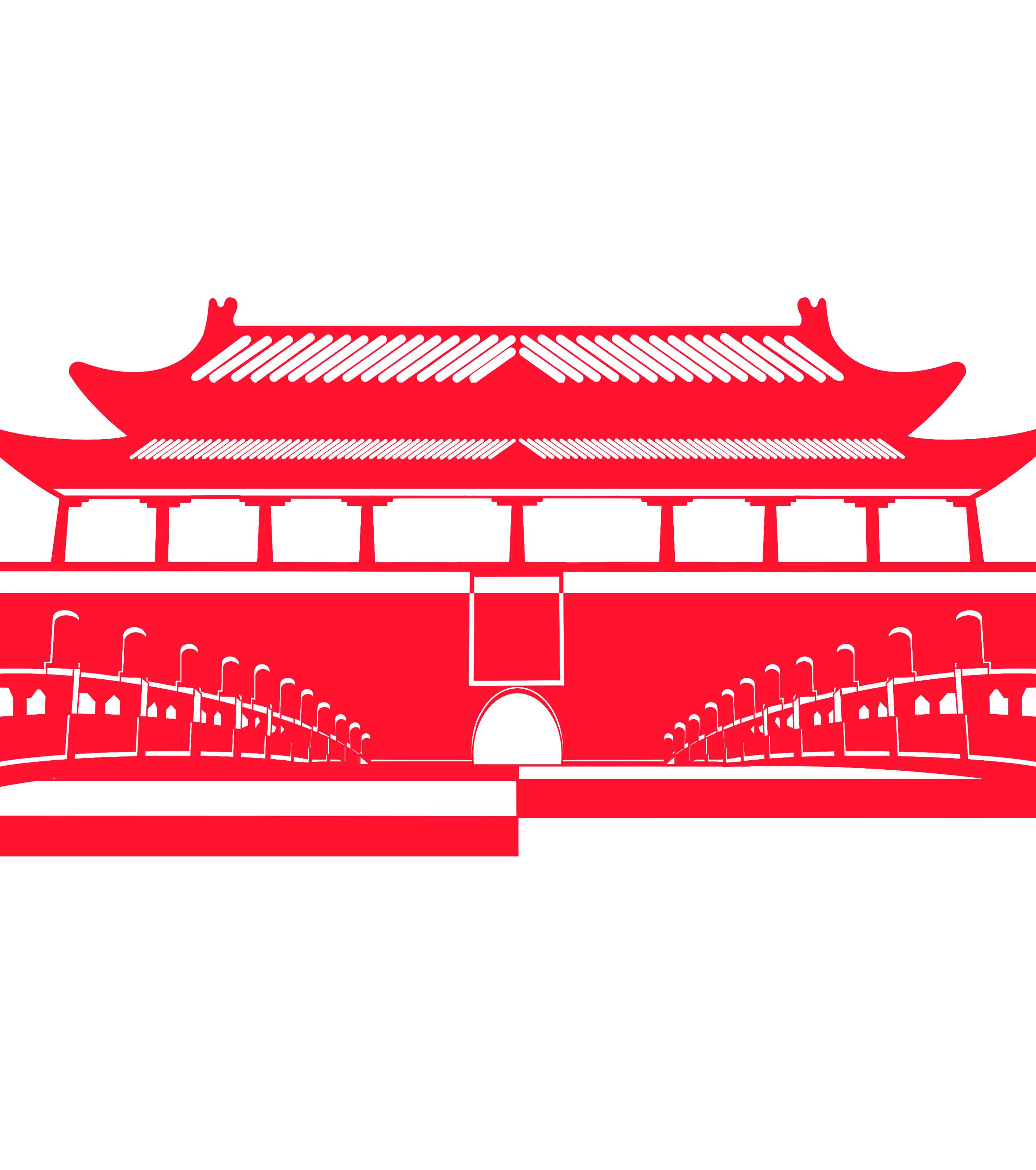 红色手绘天安门党建元素