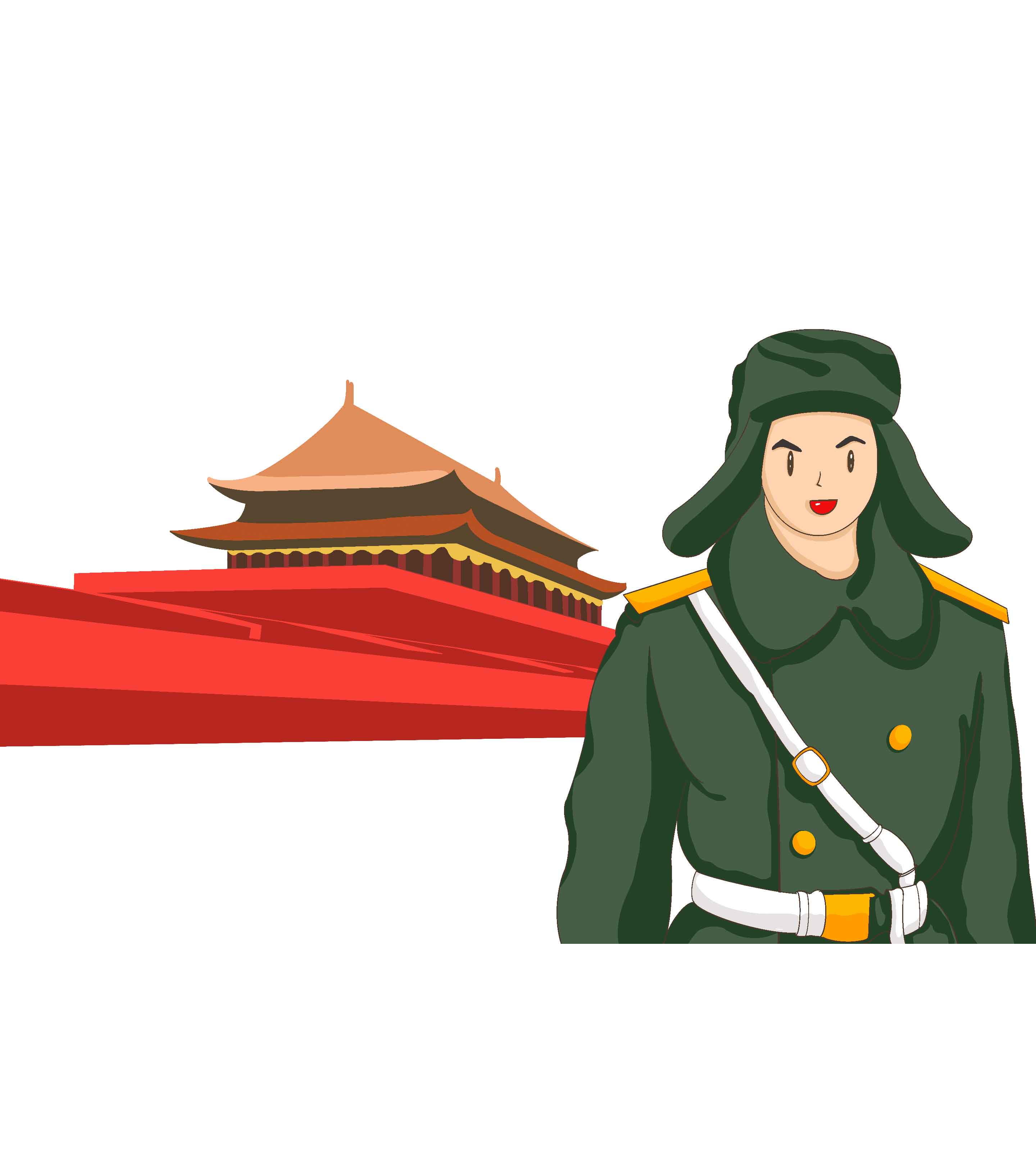 手绘天安门军人元素