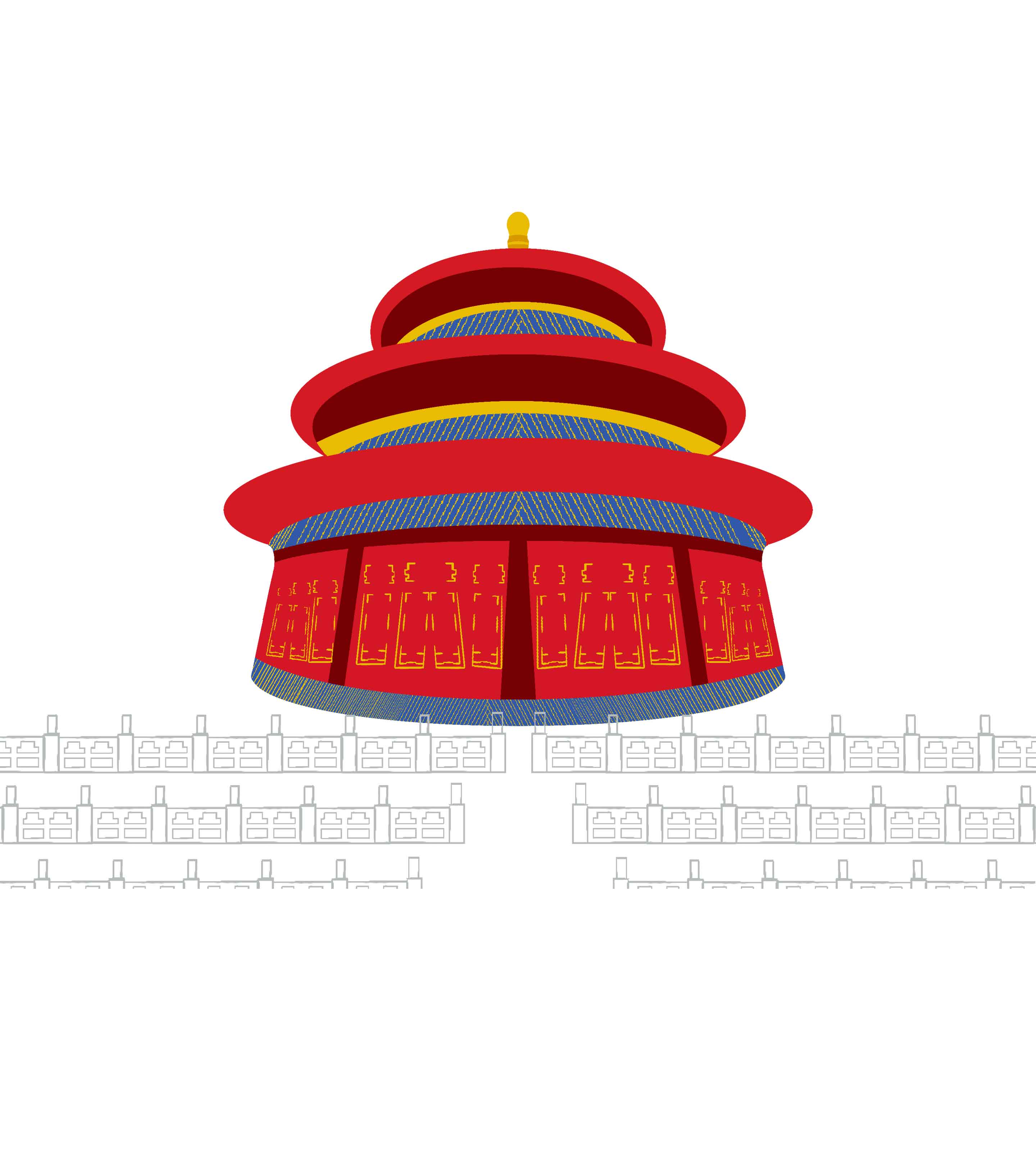 手绘党建天坛元素