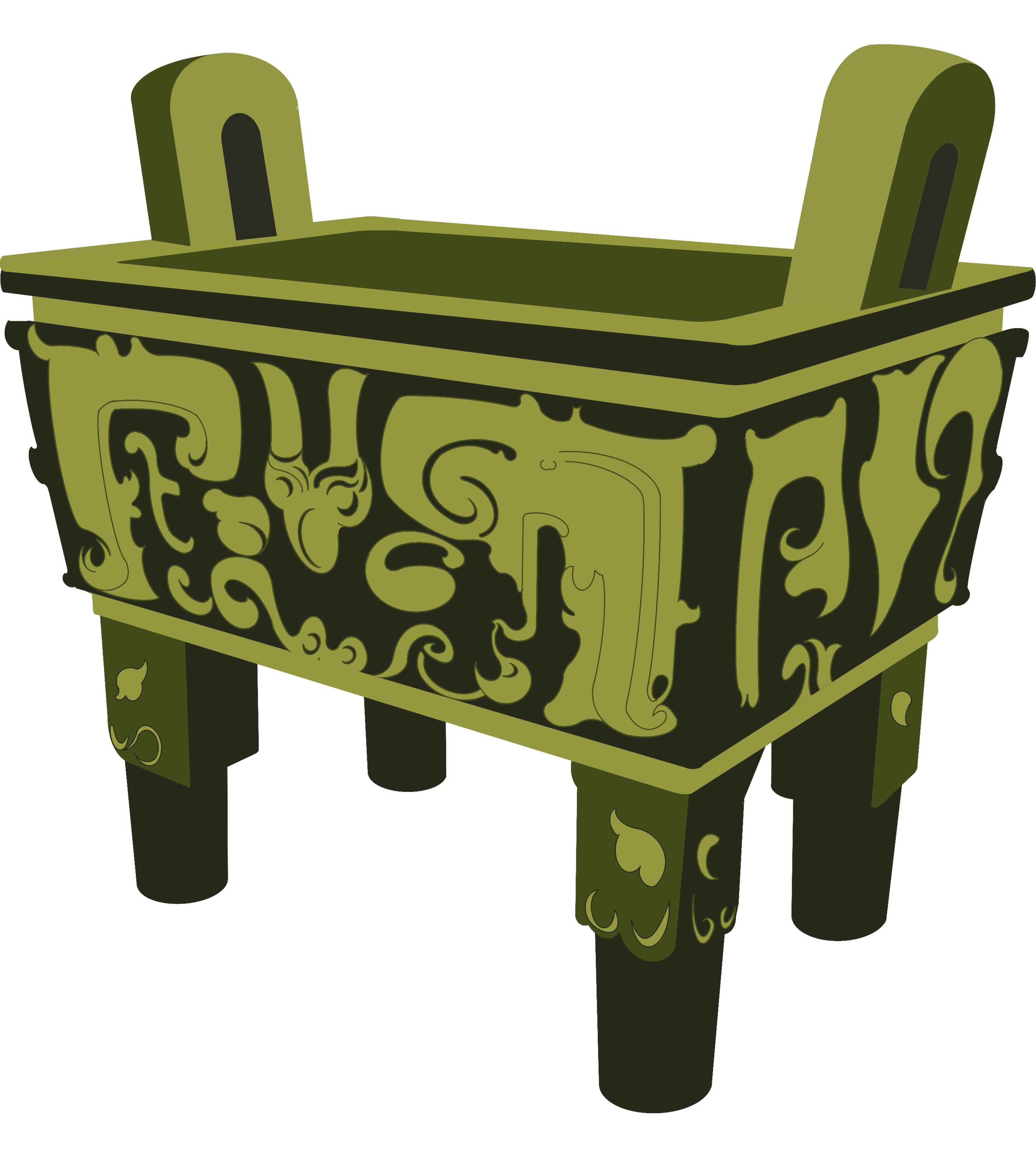 黄色党建古代铜器元素