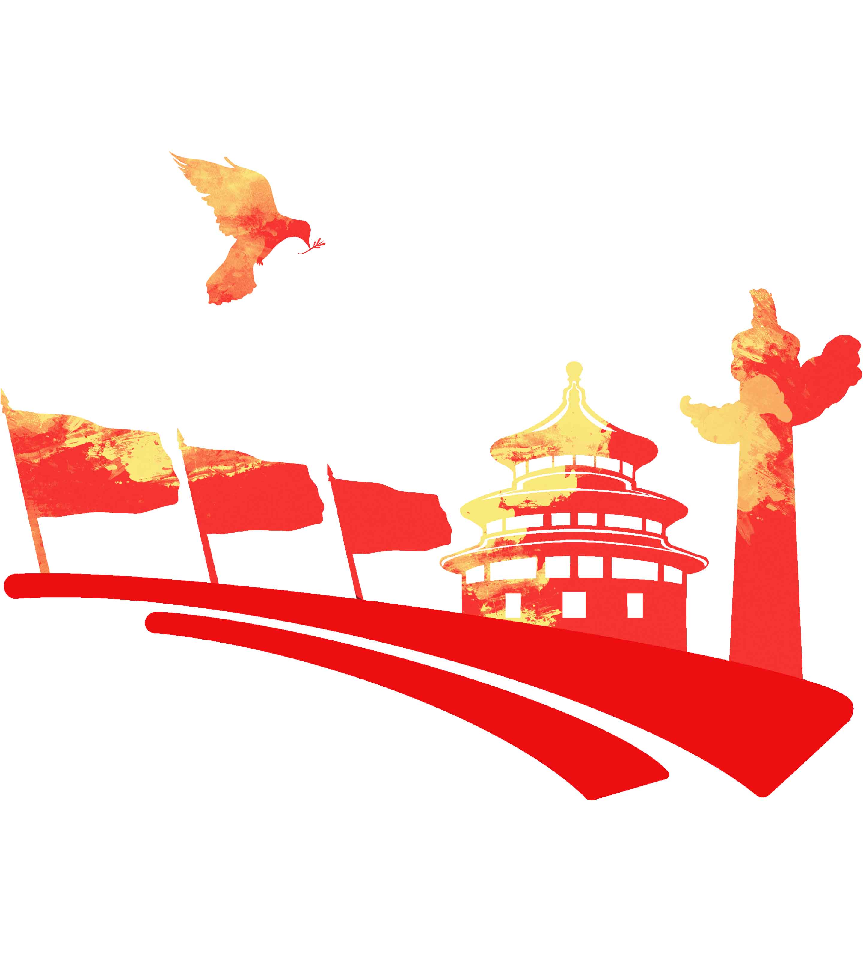 红色党建天坛华表柱元素