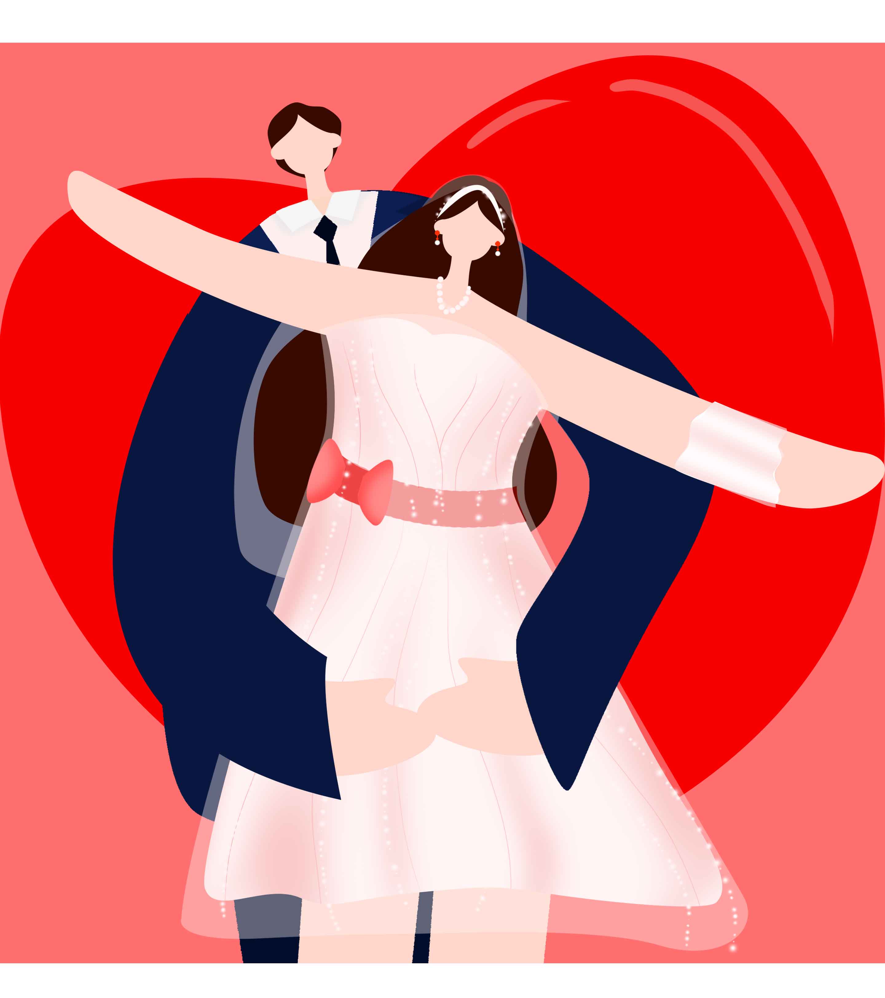 男孩拥抱女孩婚礼元素