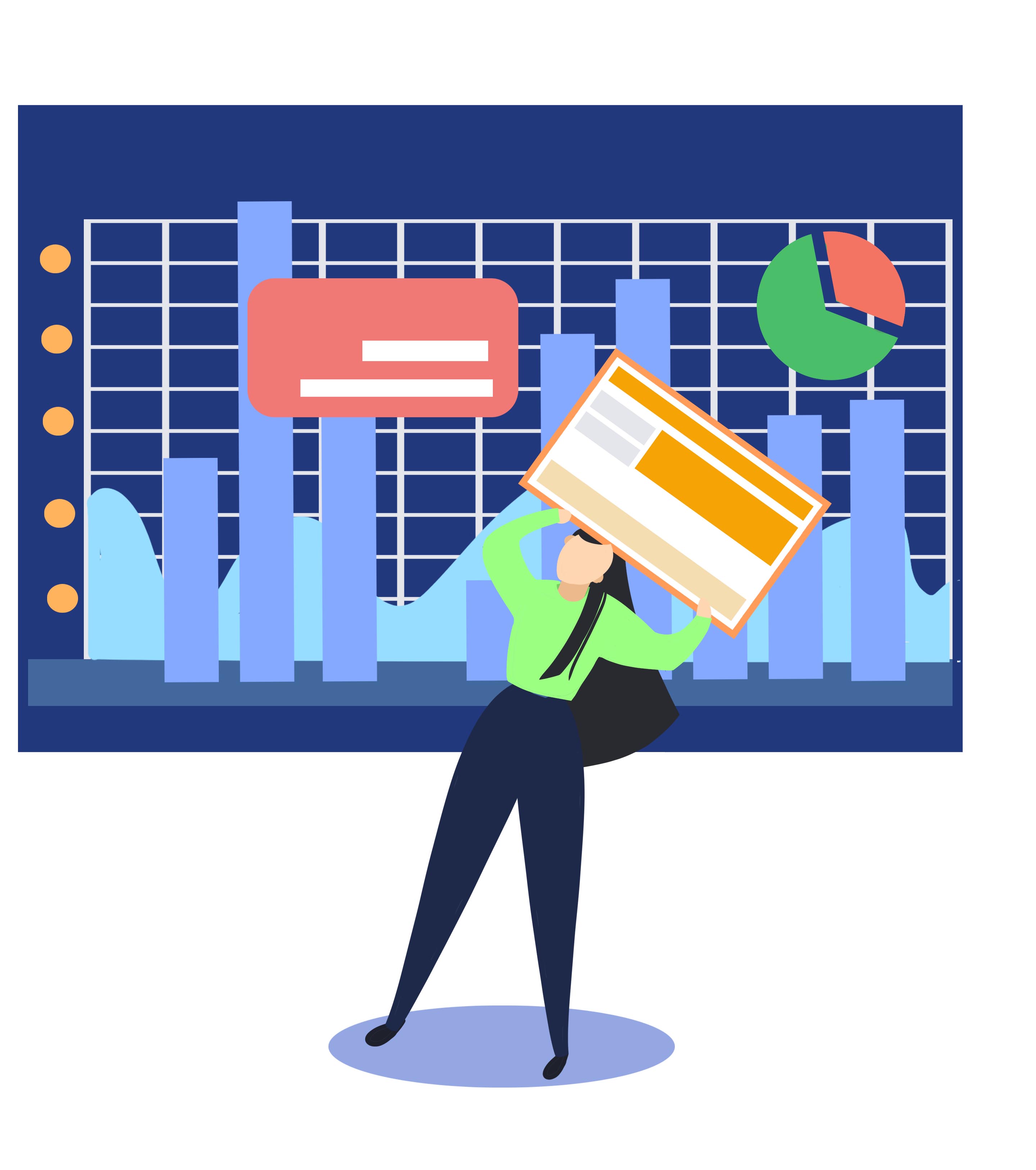 蓝色长发女孩数据元素