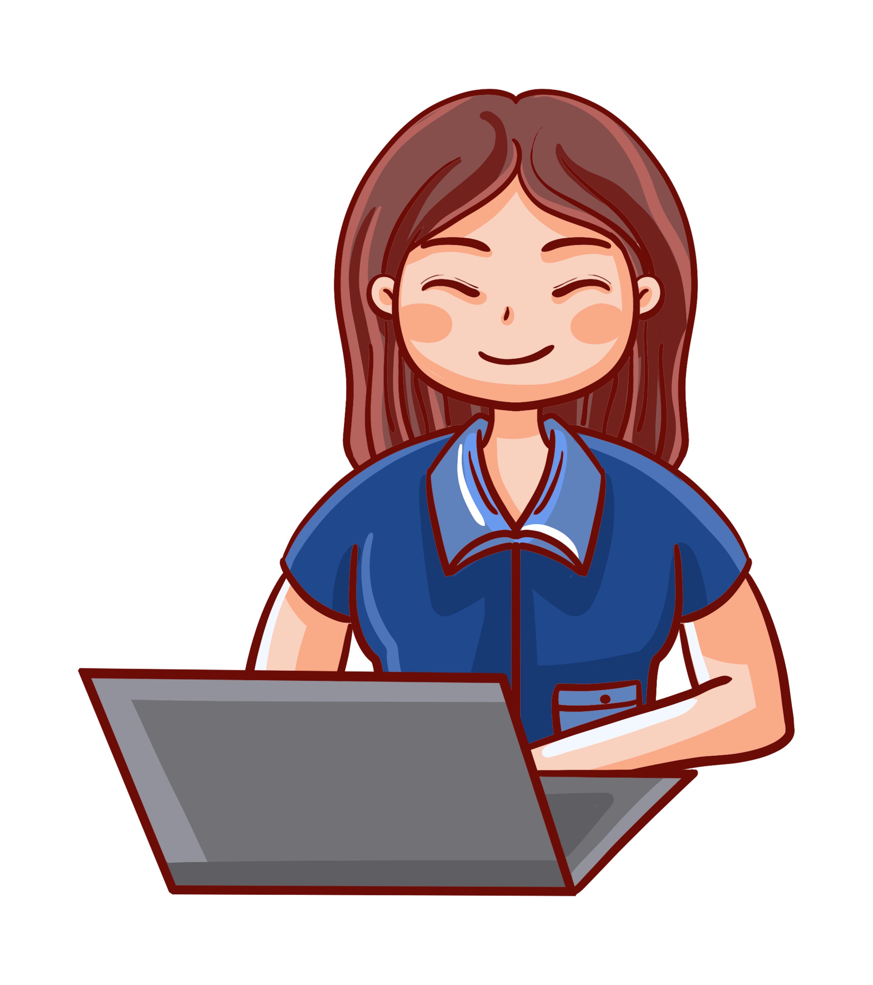 电脑前办公的女孩元素