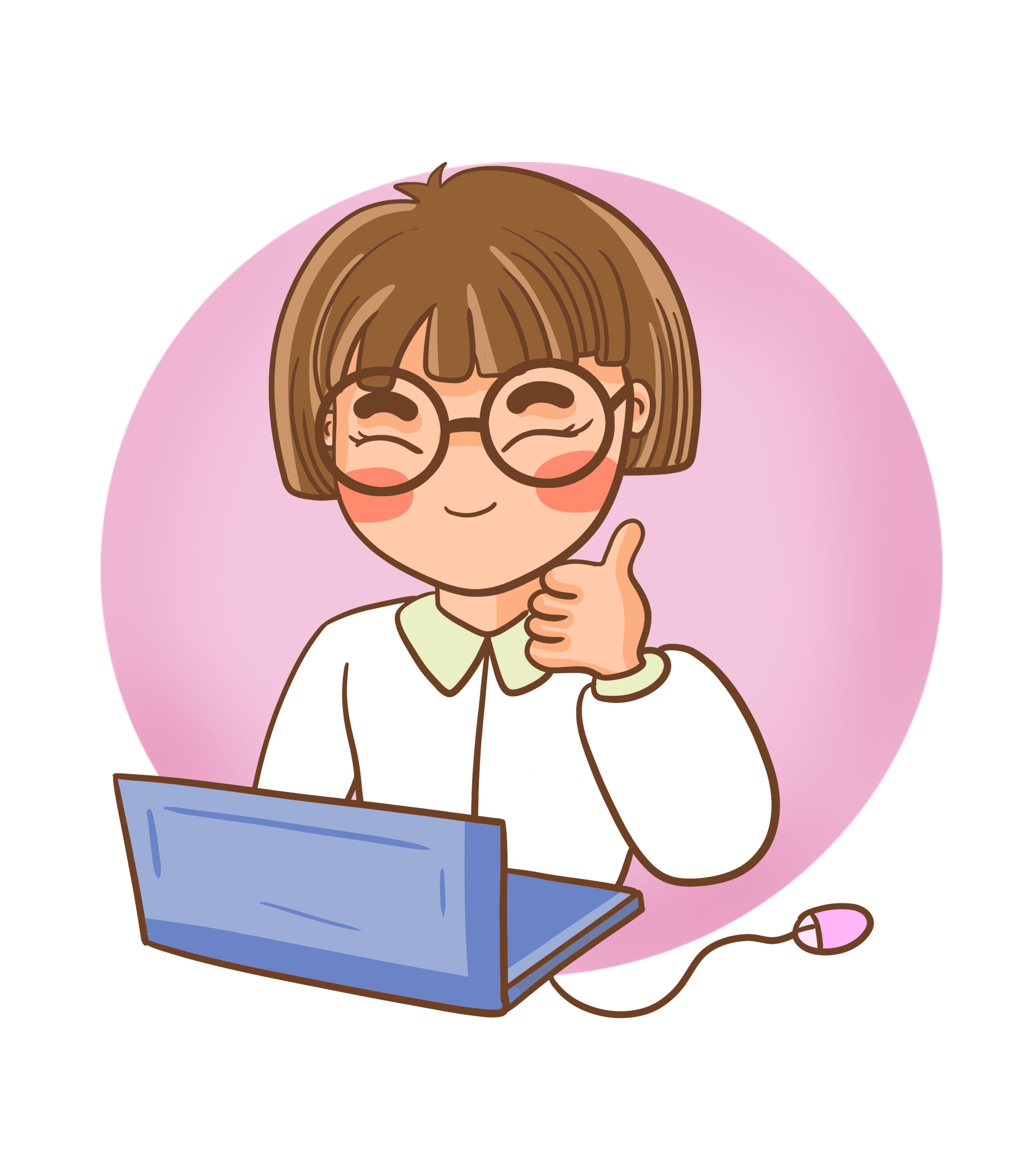 短发点赞眼镜女孩元素