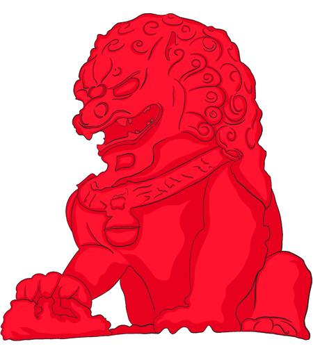 红色石狮子元素