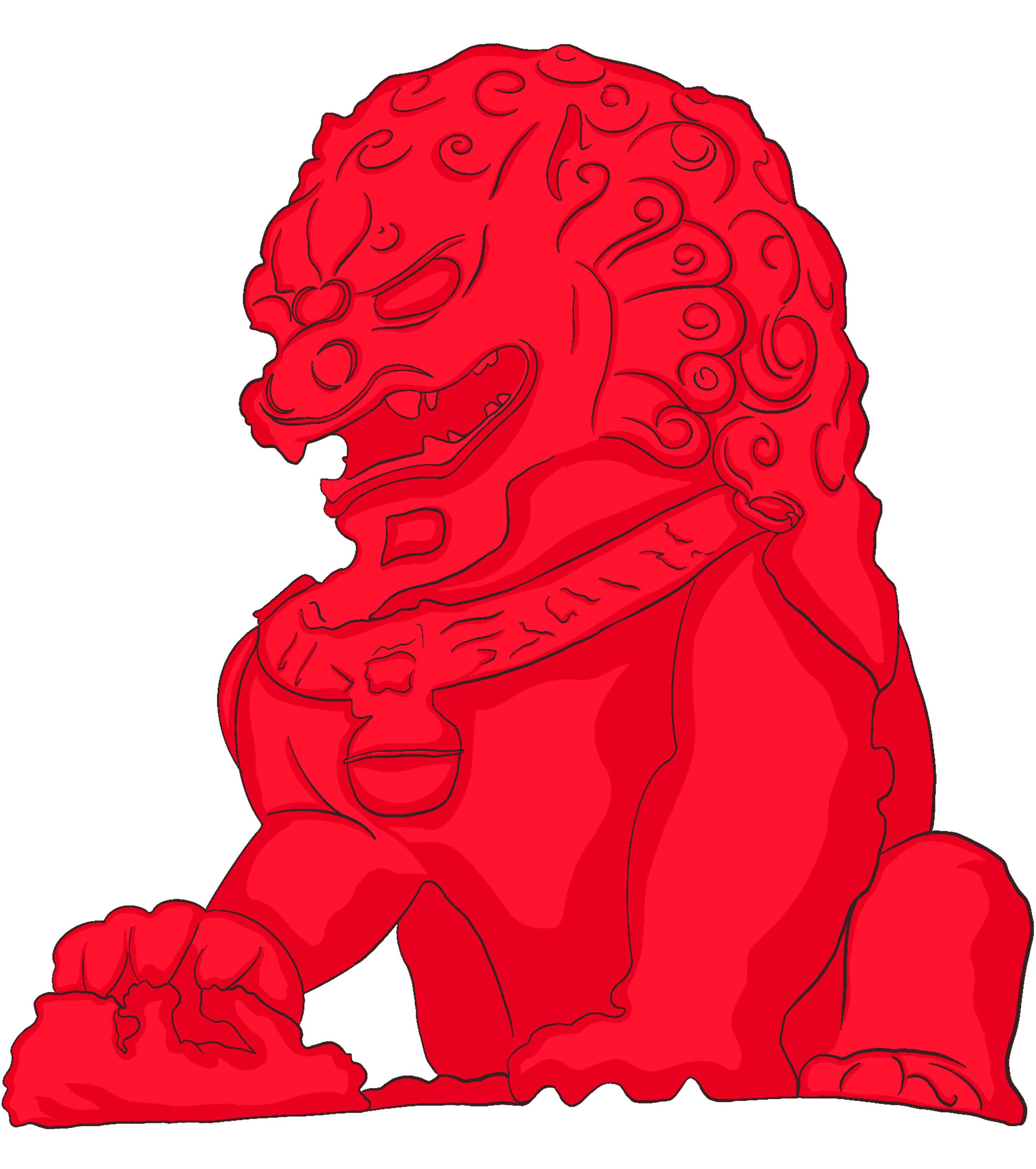 红色石狮子元素
