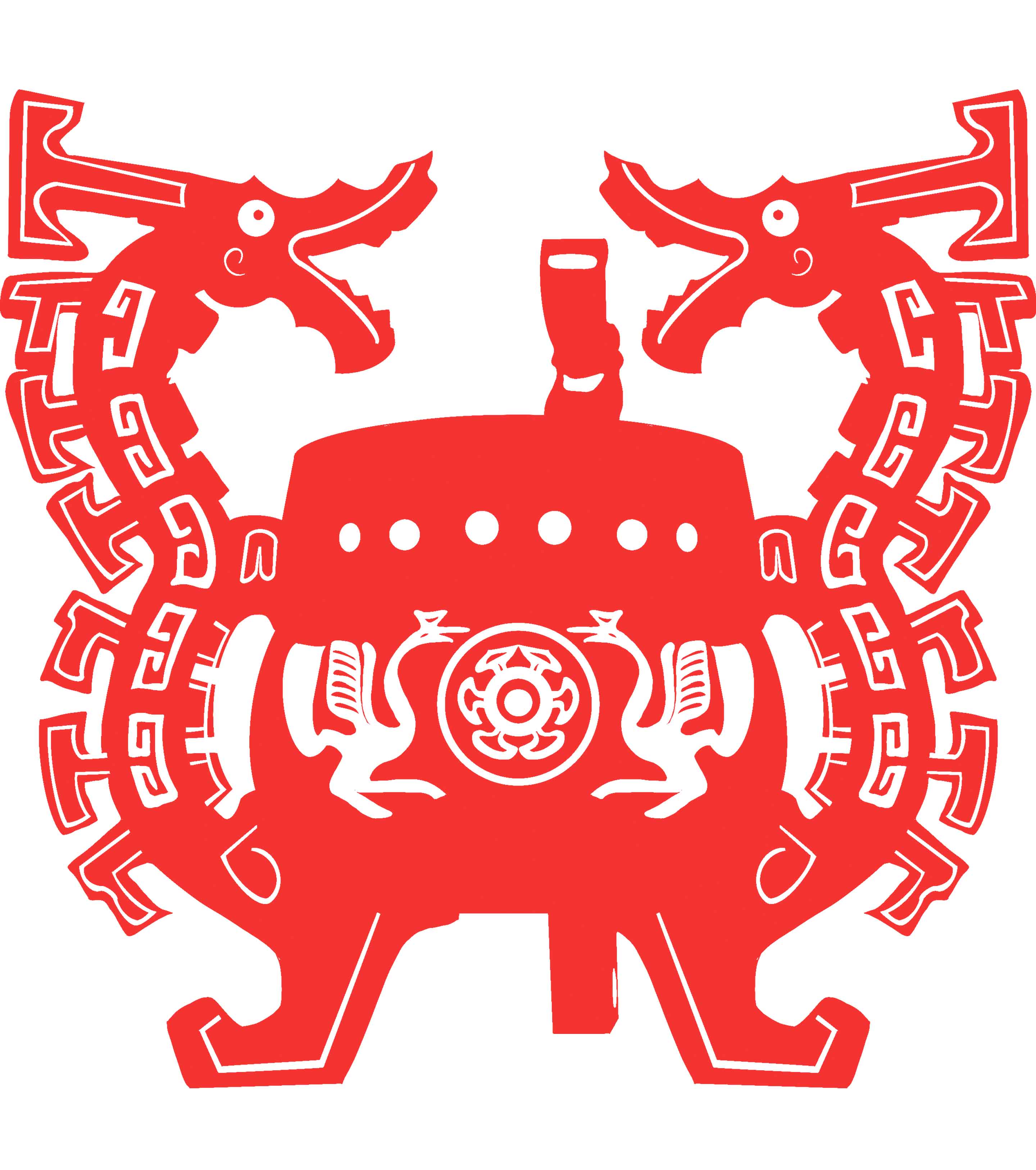 红色手绘地动仪元素