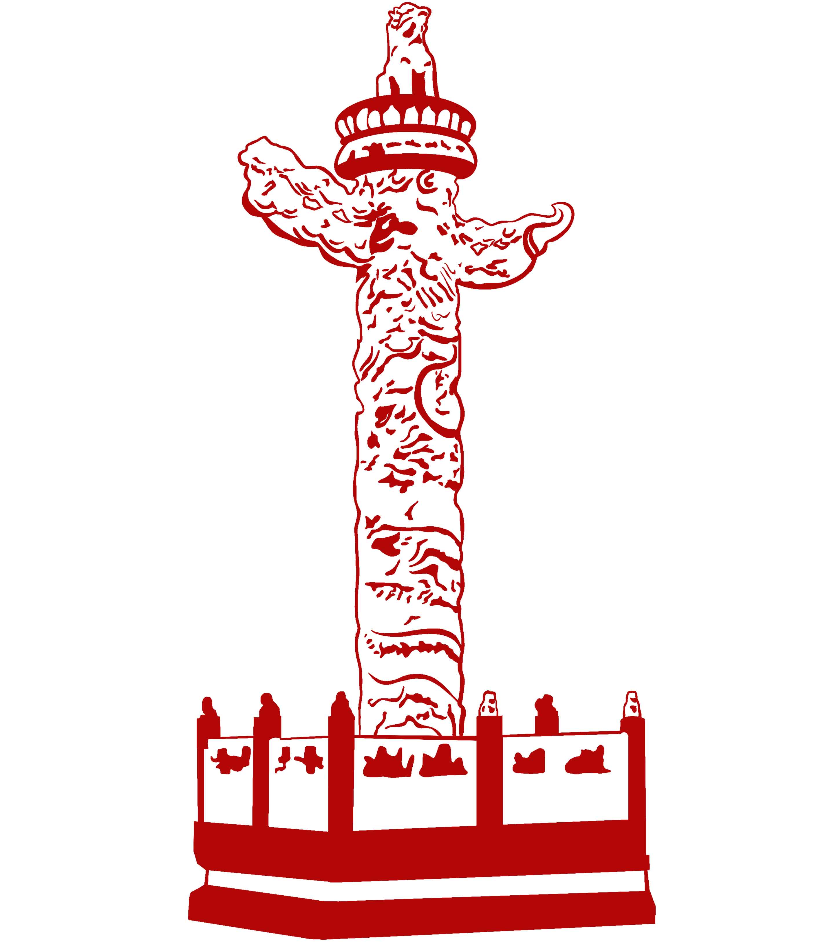 手绘党建华表柱元素