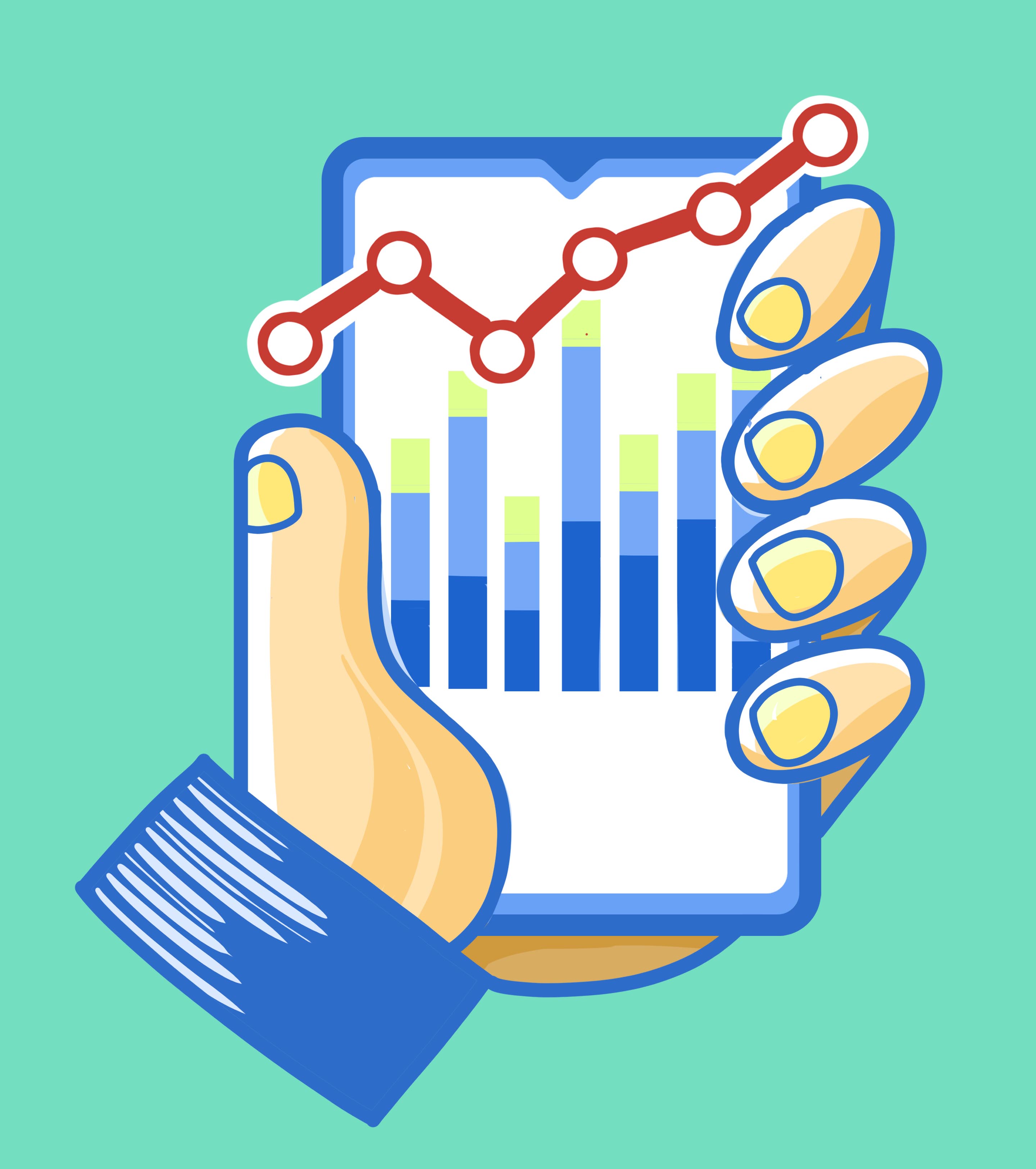 蓝色手绘手机信息元素