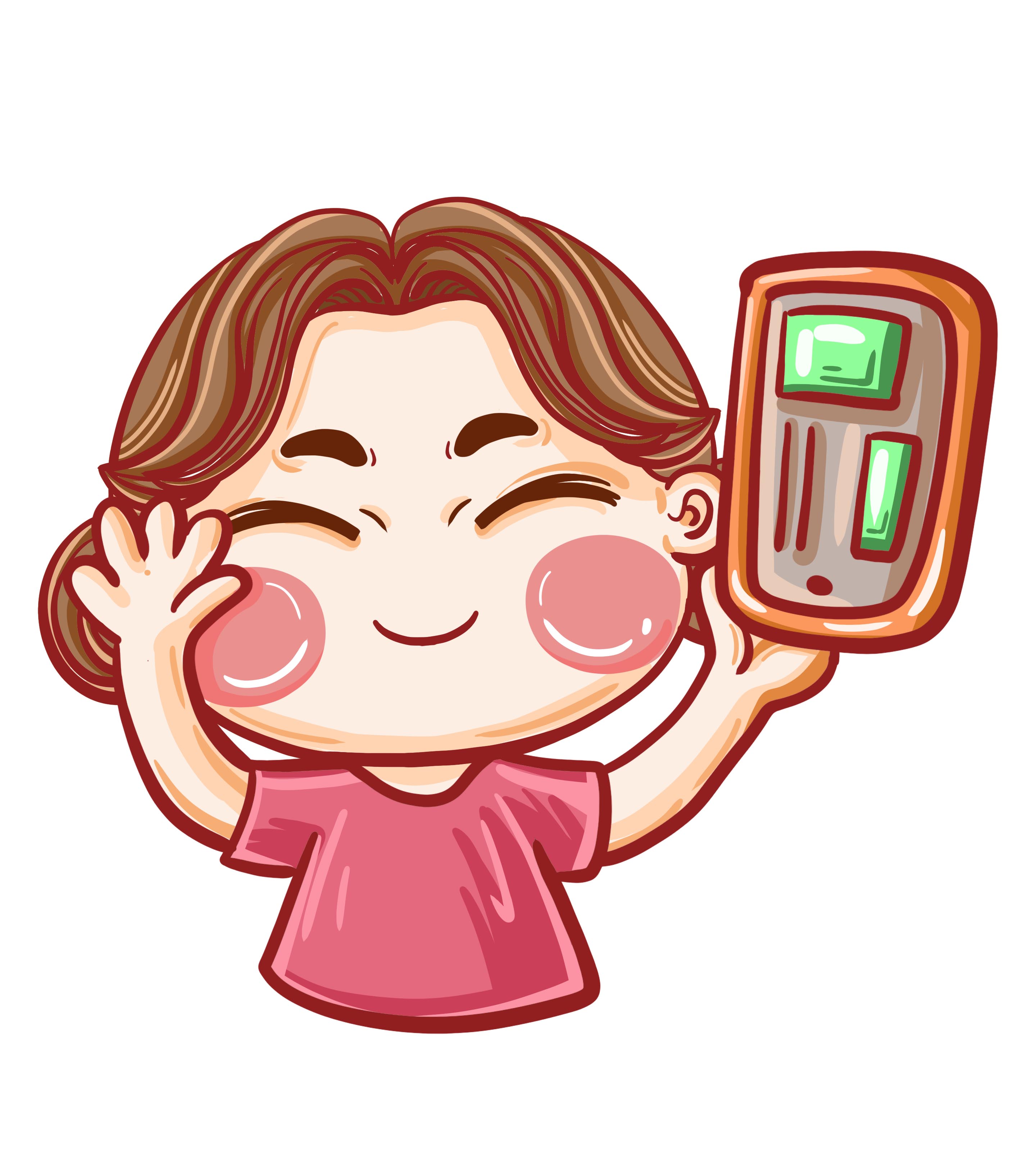 粉色卡通女孩收音机元素