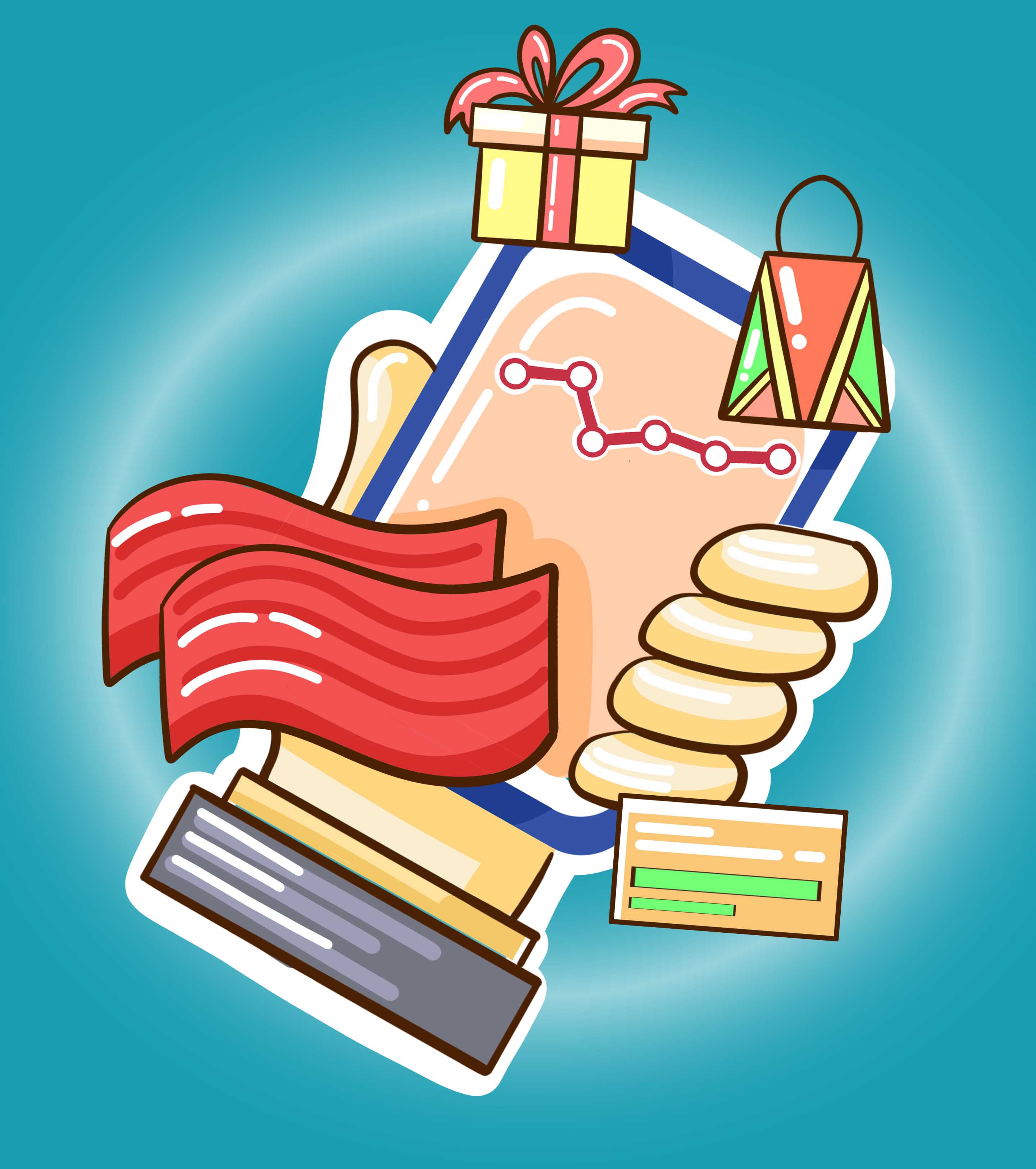 卡通手机互联网购物元素