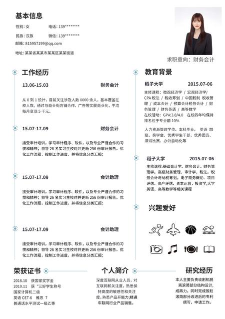 蓝色简约创意简历