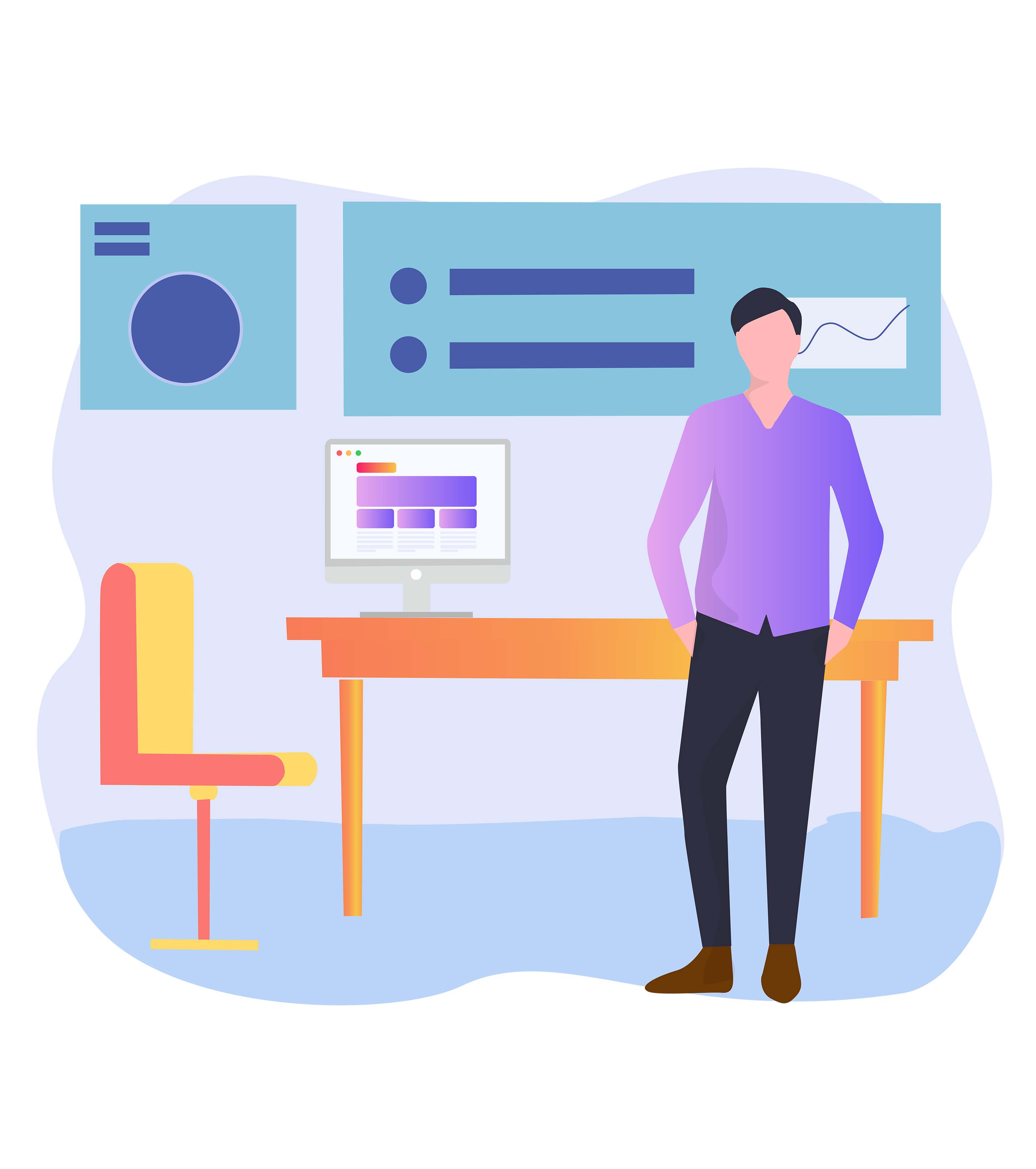 彩色男士工作总结人物元素