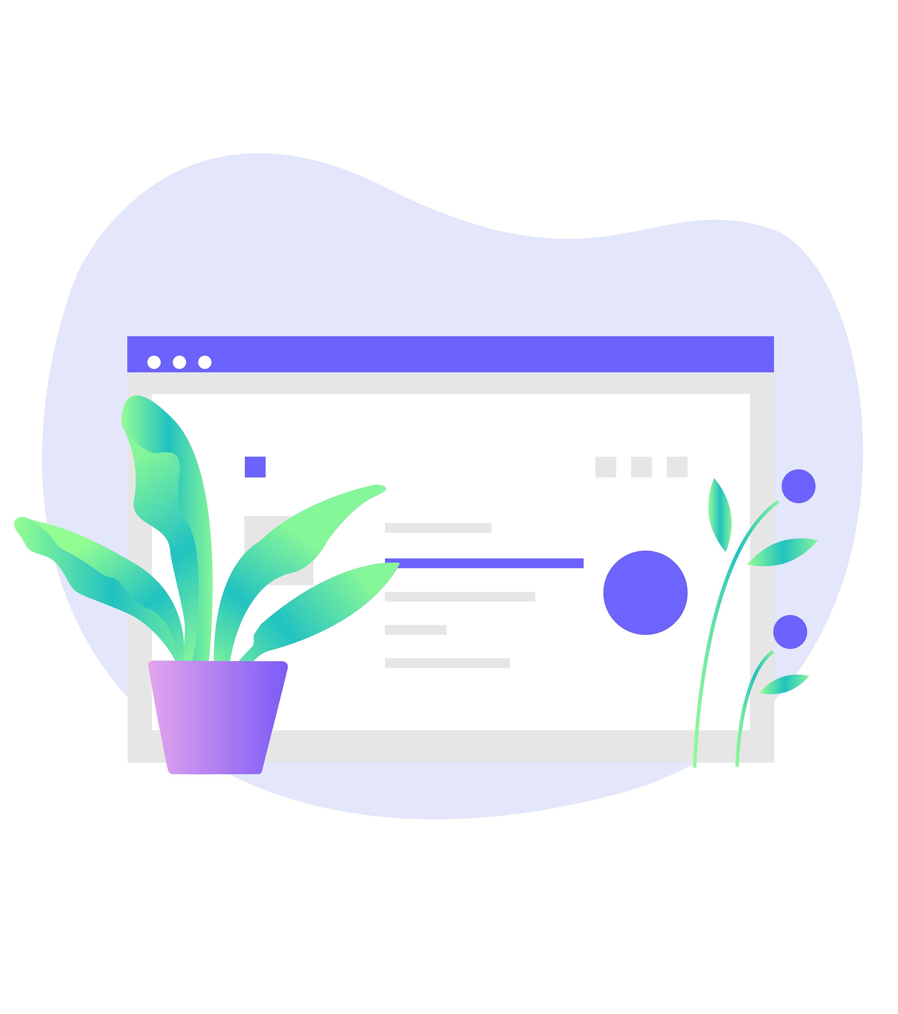 蓝色办公室花朵UI设计元素