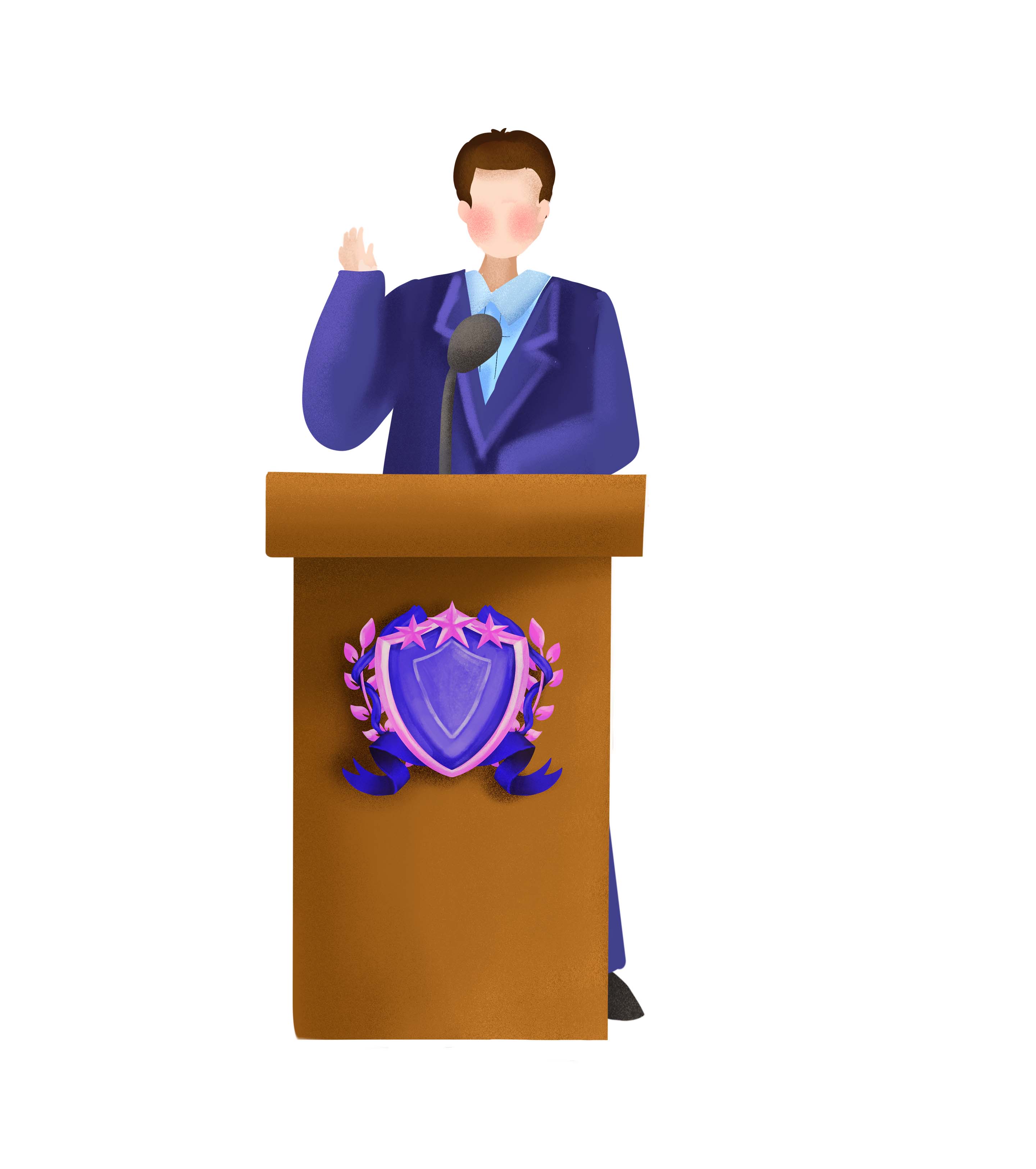 紫色男士演讲人物元素