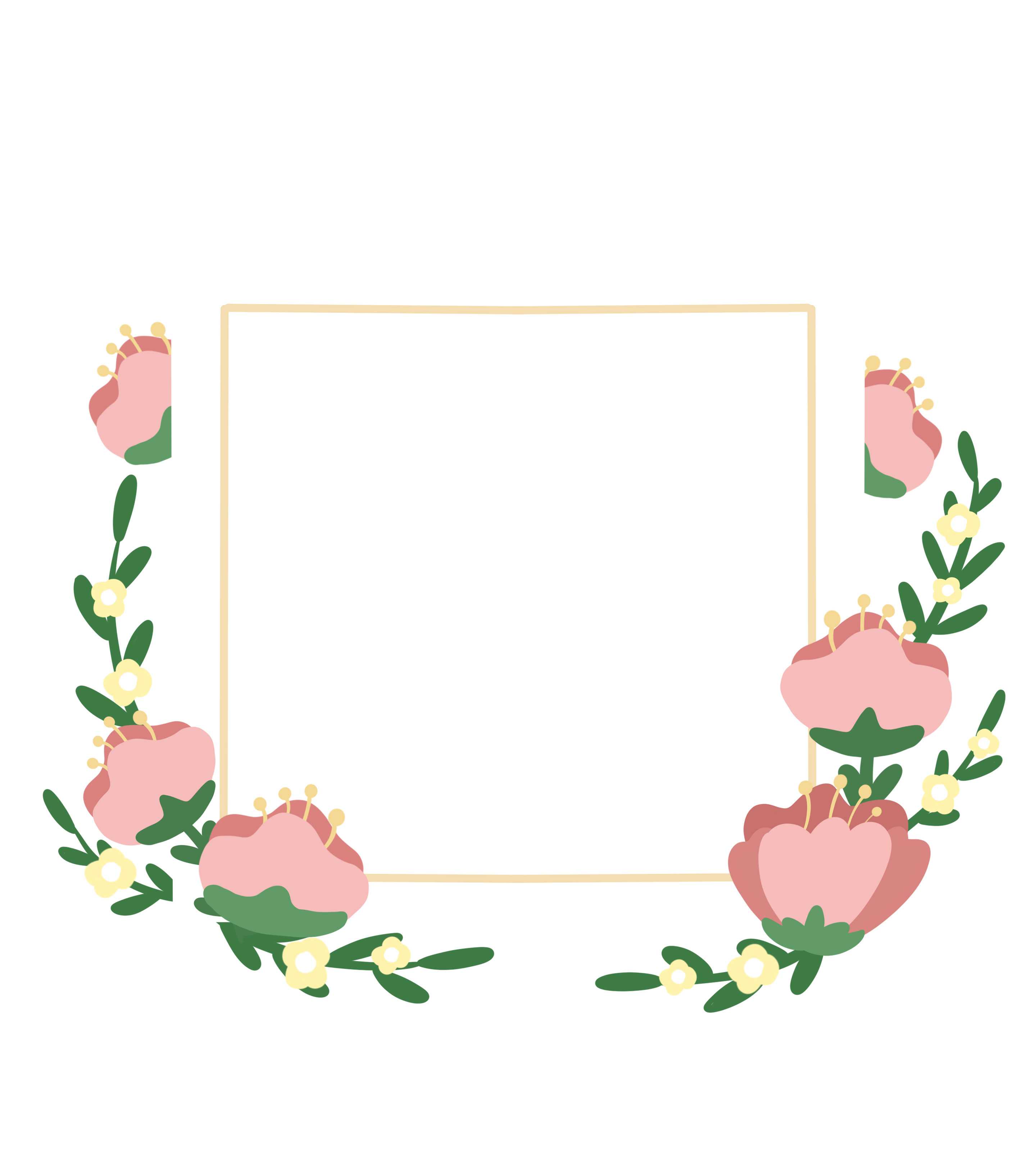 粉色婚礼小花相框元素