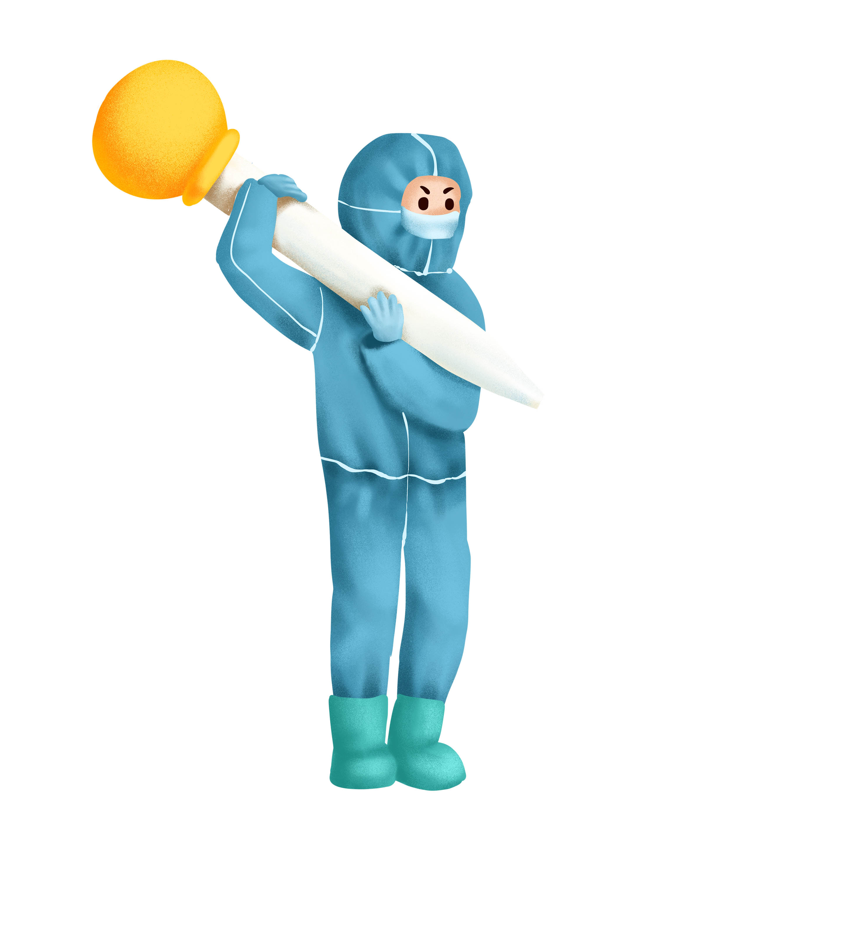 蓝色医生疫情滴管元素