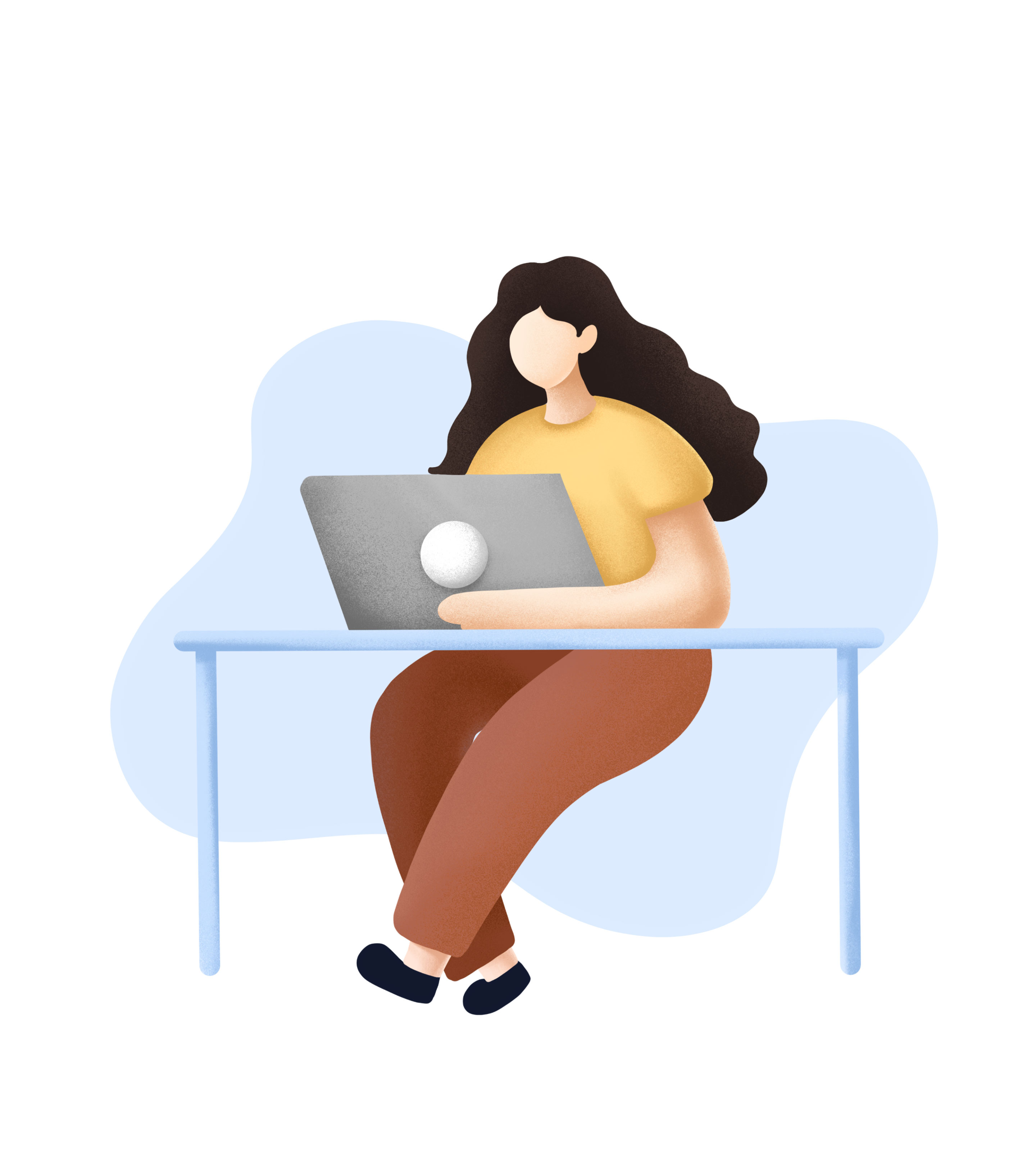 手绘职场女士工作策划元素