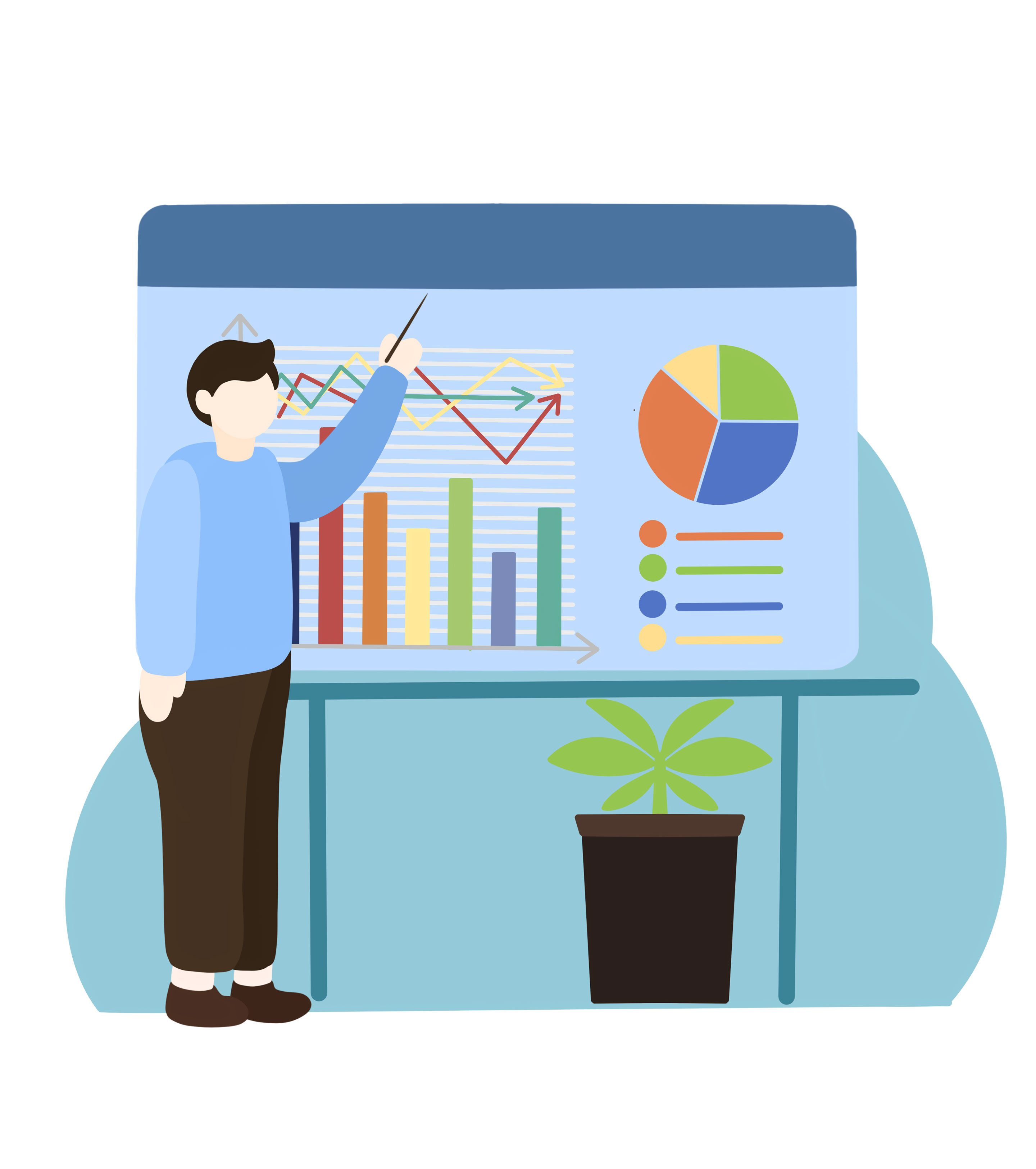 蓝色男士汇报工作元素