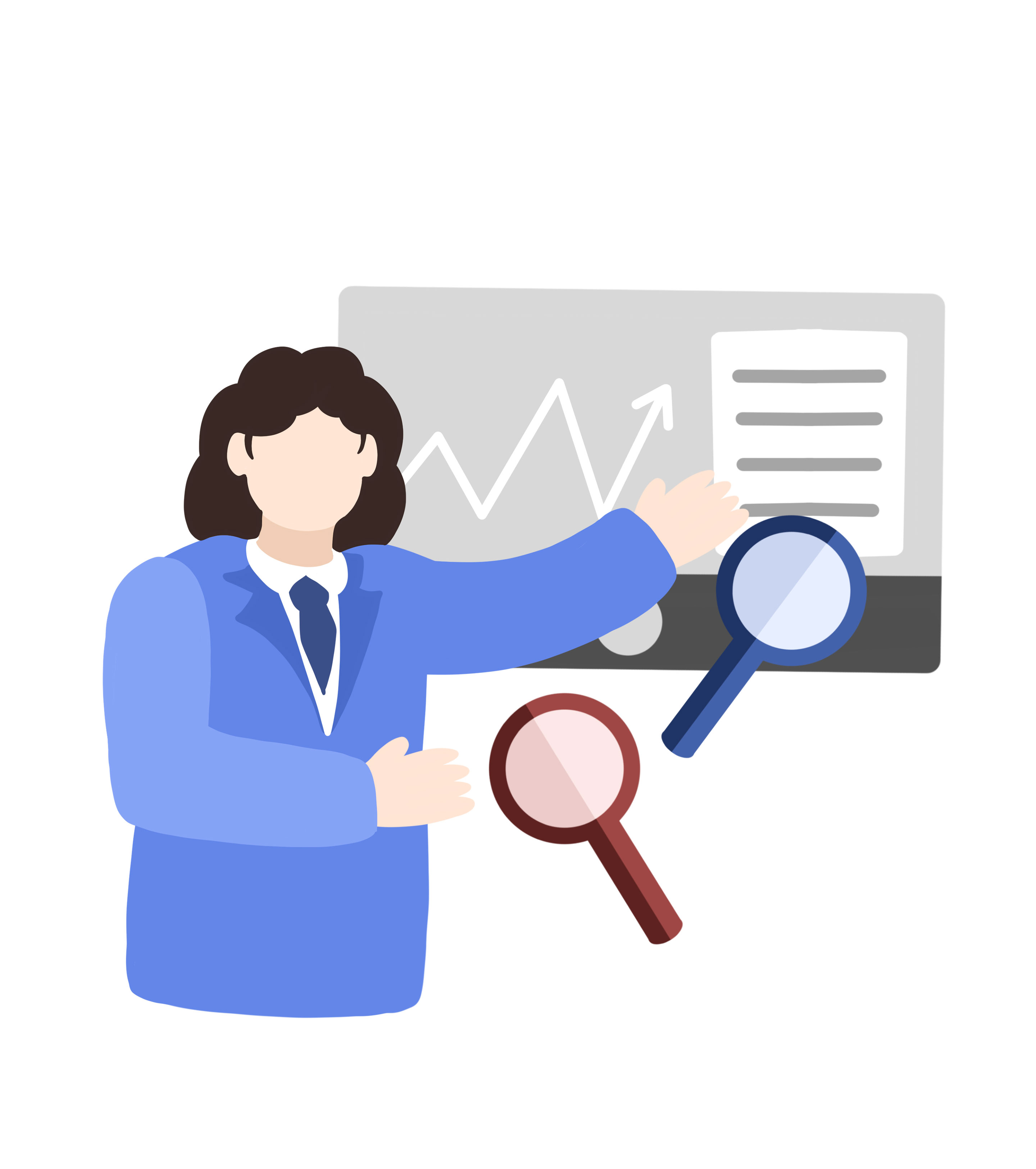 蓝色女士工作汇报元素