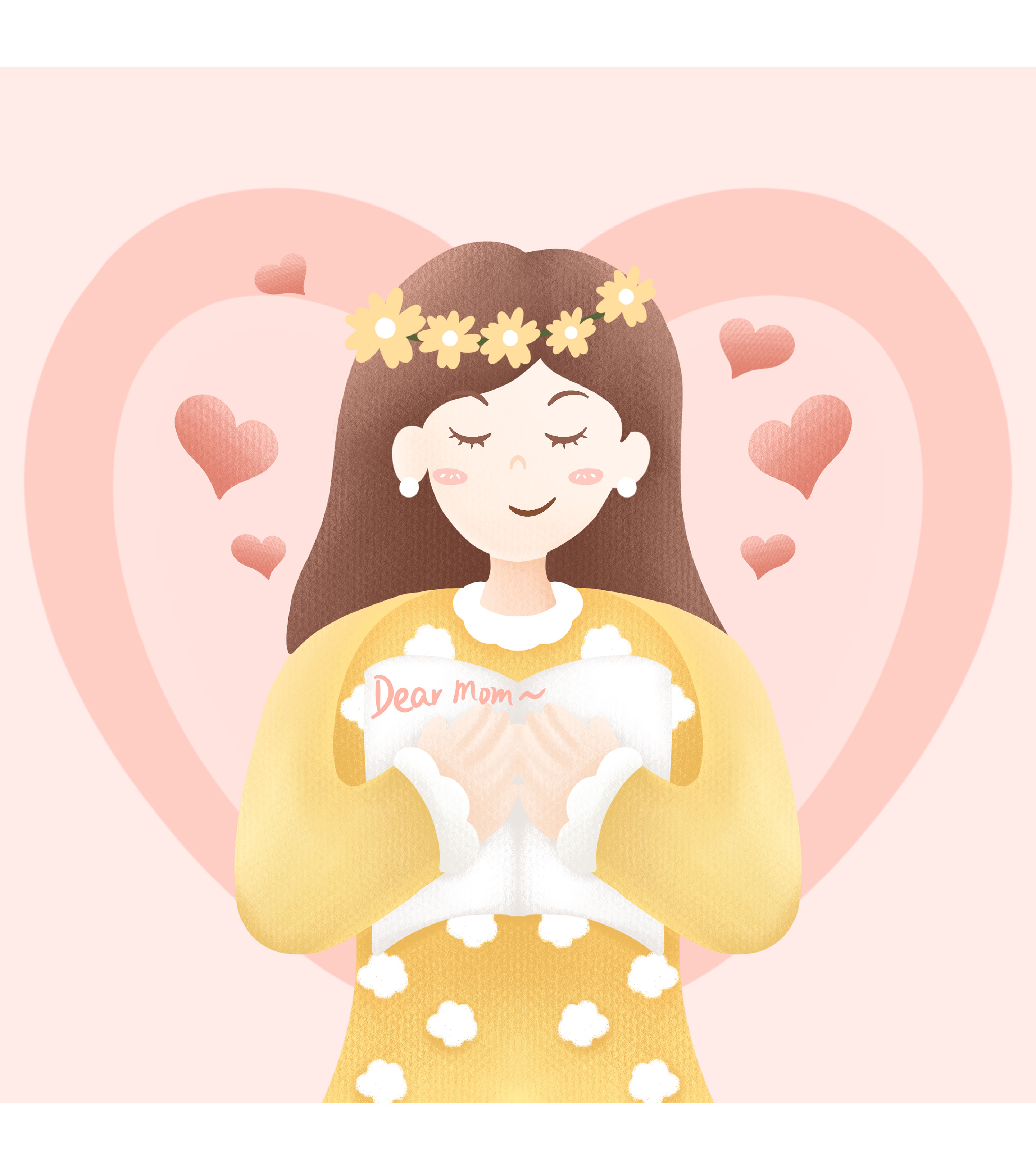 黄色唯美母亲节元素