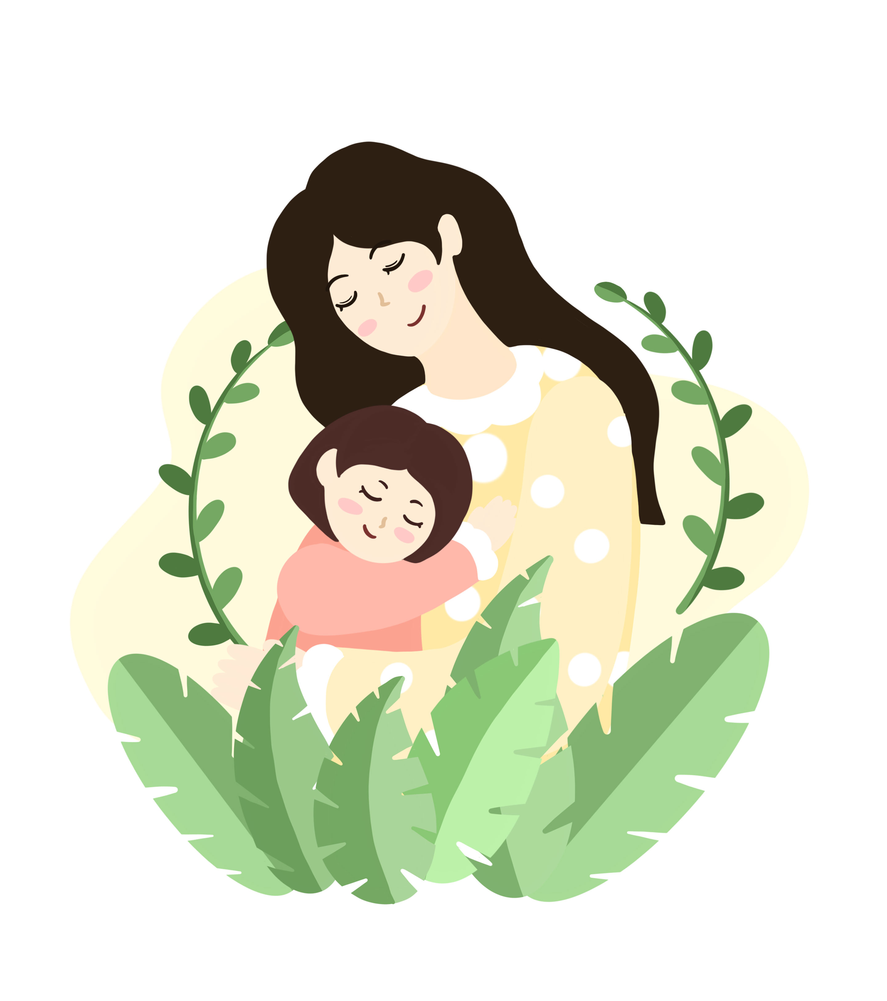 绿色温馨唯美母亲节元素