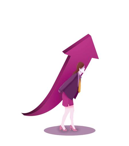 紫色女人业绩上涨元素