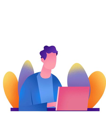 蓝色男人办公手绘元素