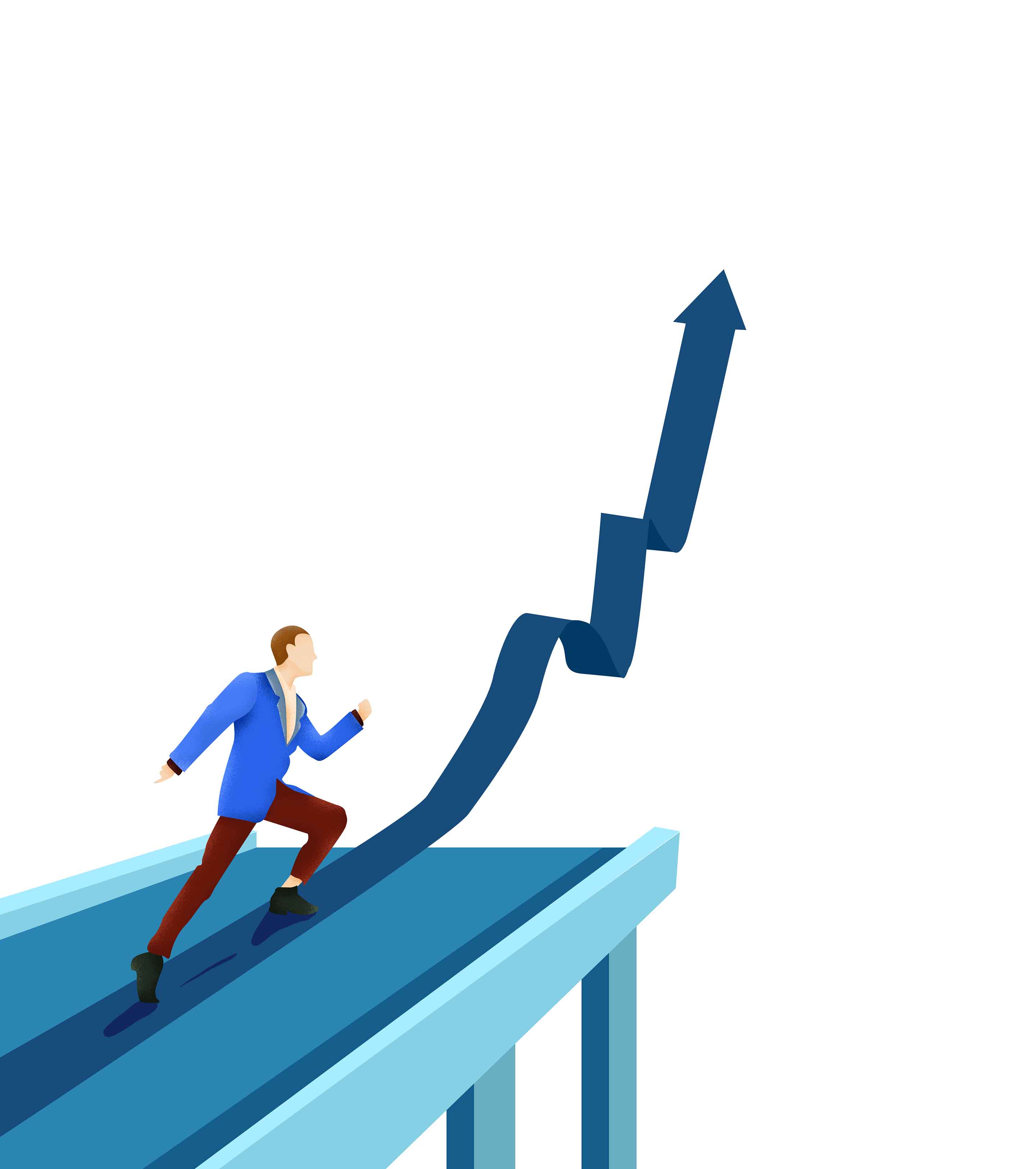 蓝色男人努力工作元素