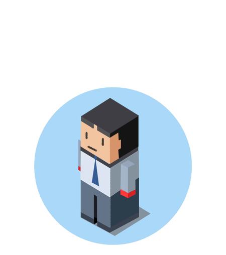 蓝色简约上班人手绘元素