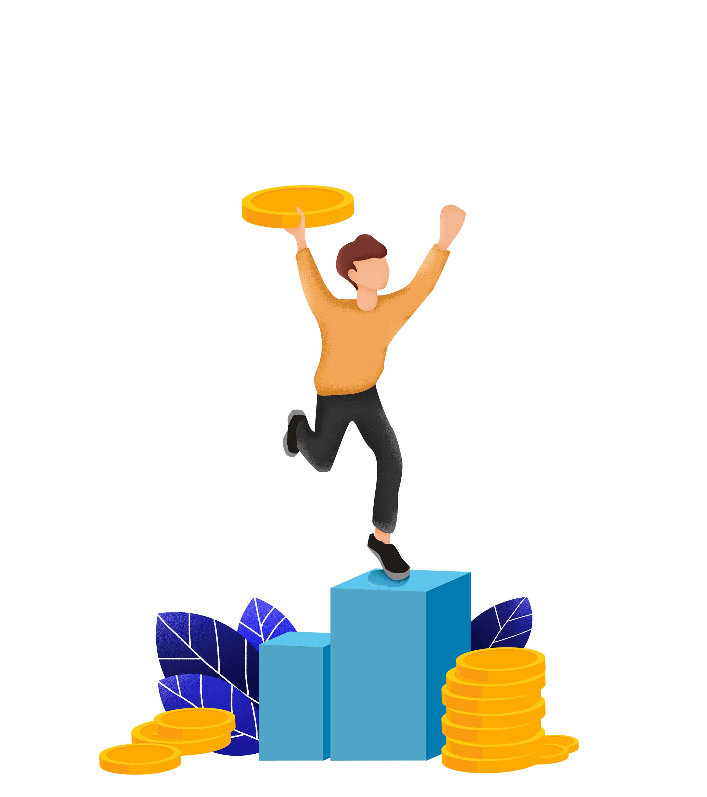 黄色卡通投资理财元素