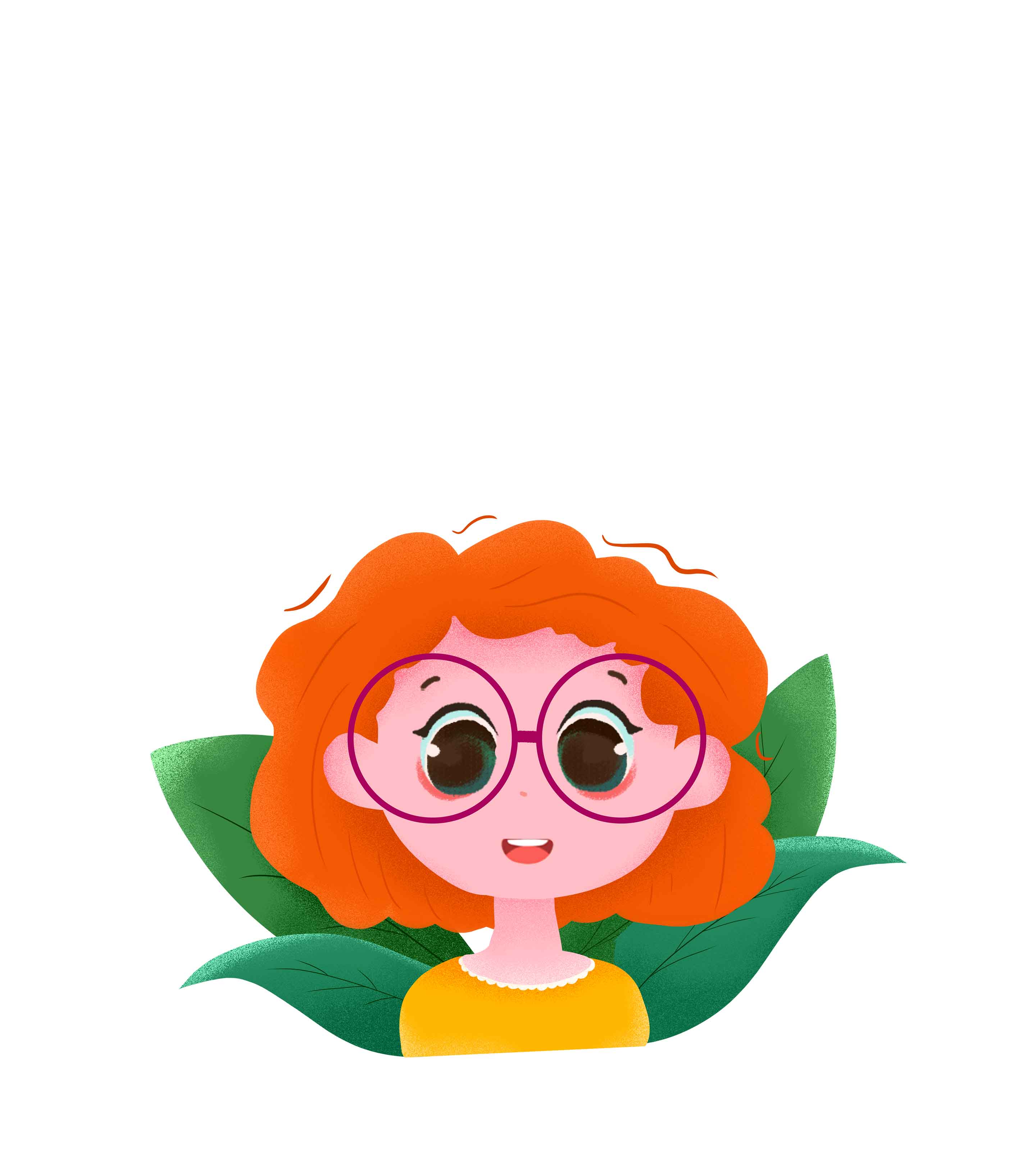 黄色时尚女孩手绘元素