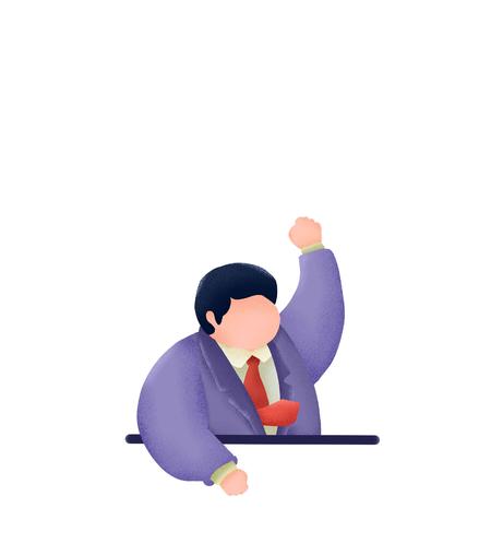 紫色卡通手绘男人元素