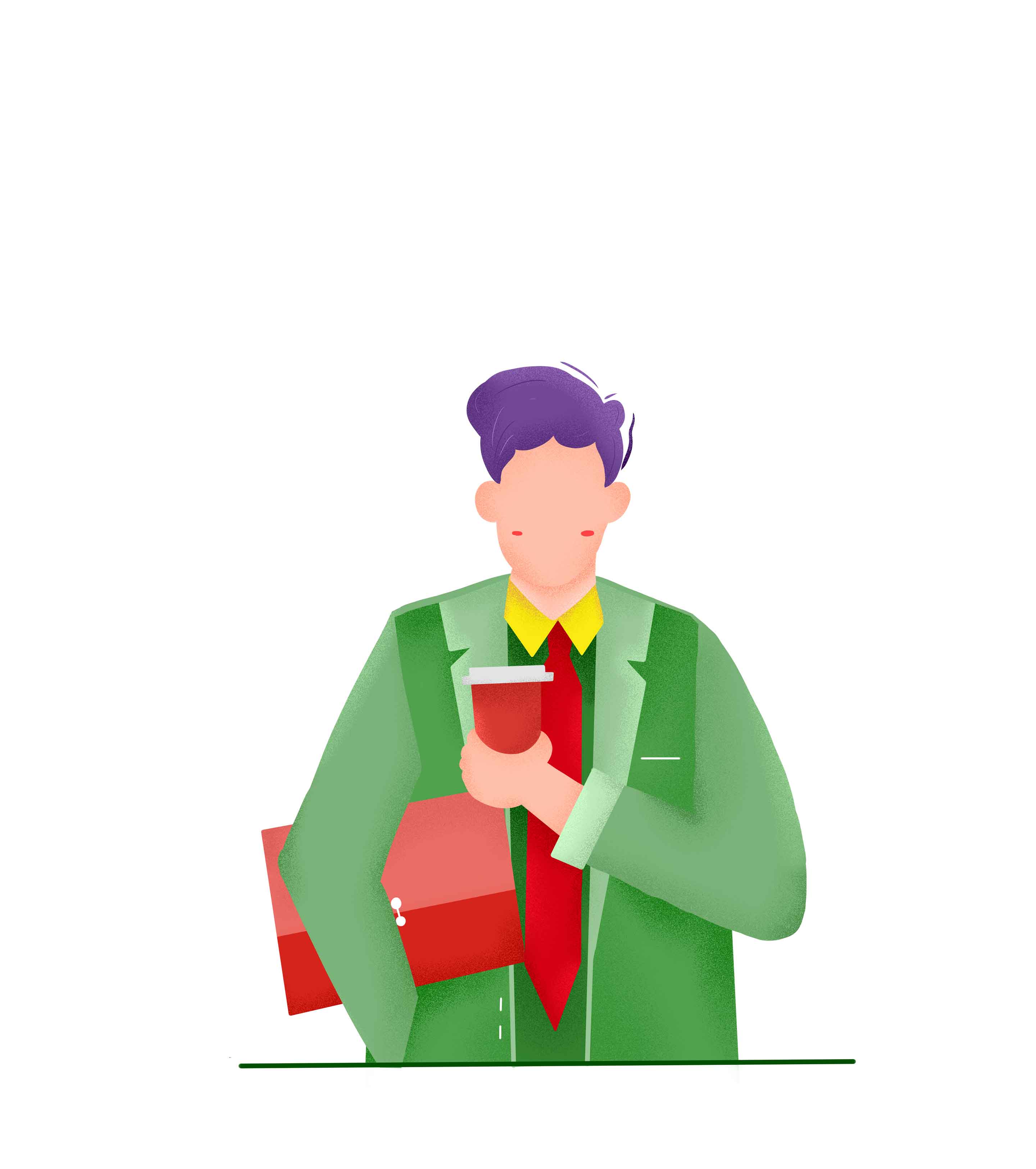 绿色手绘男人上班元素