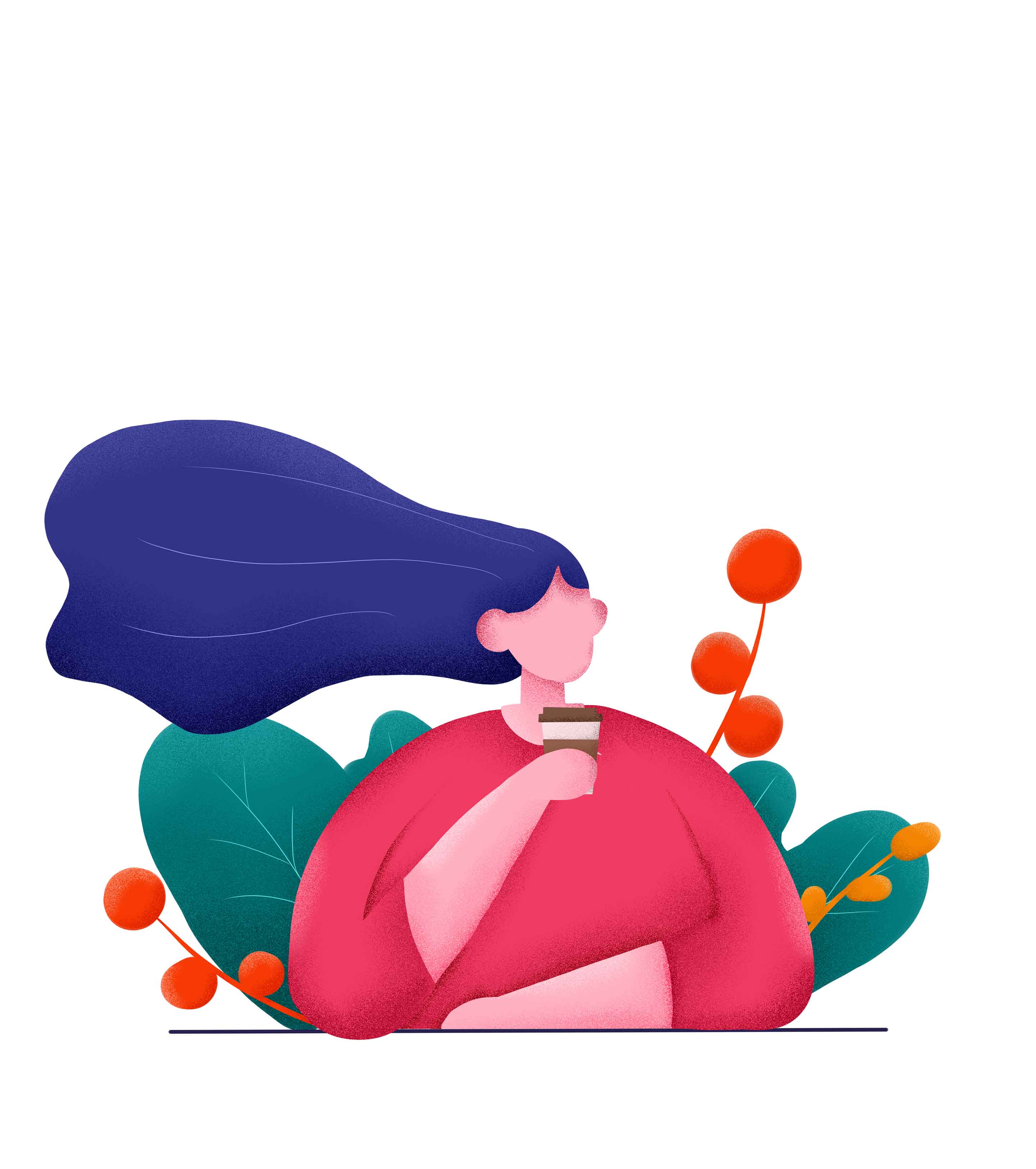 粉色卡通女孩手绘元素