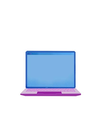 蓝色手绘电脑元素