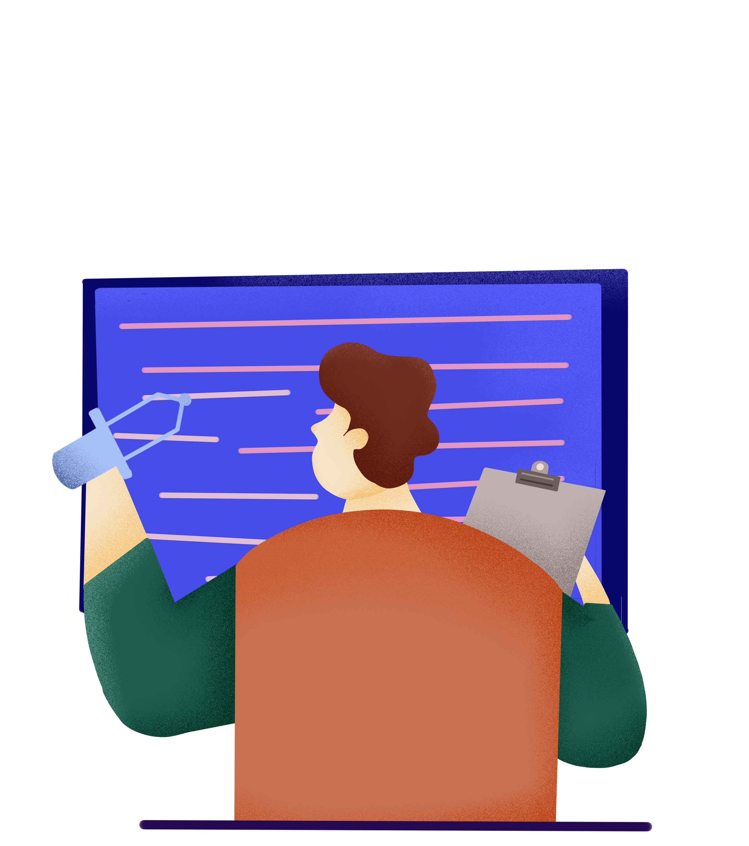 红色男人数据分析手绘元素