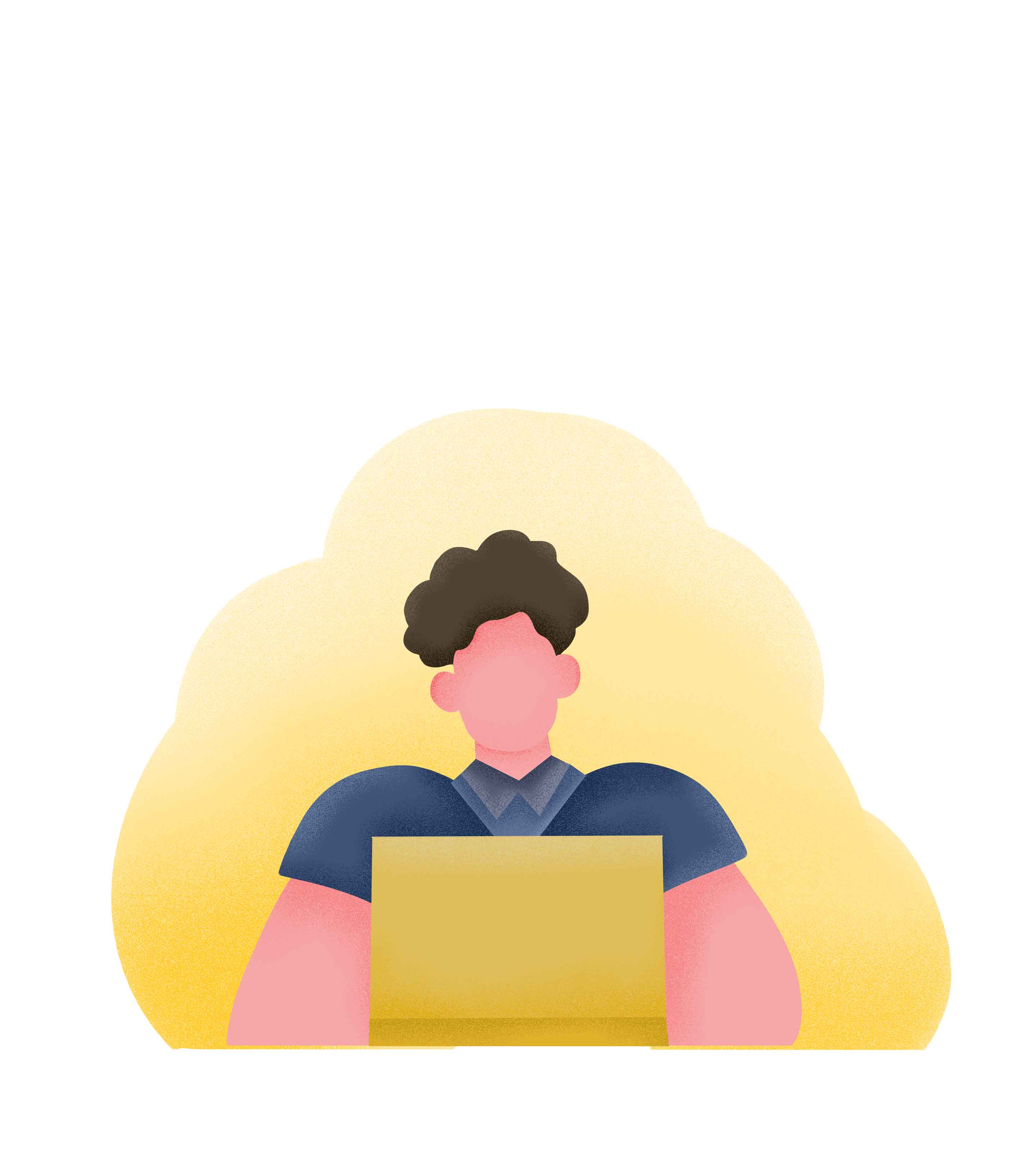 黄色男孩工作手绘元素