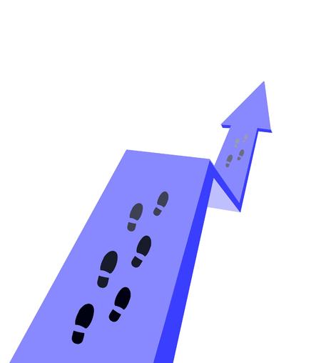 蓝色手绘脚印指示标元素