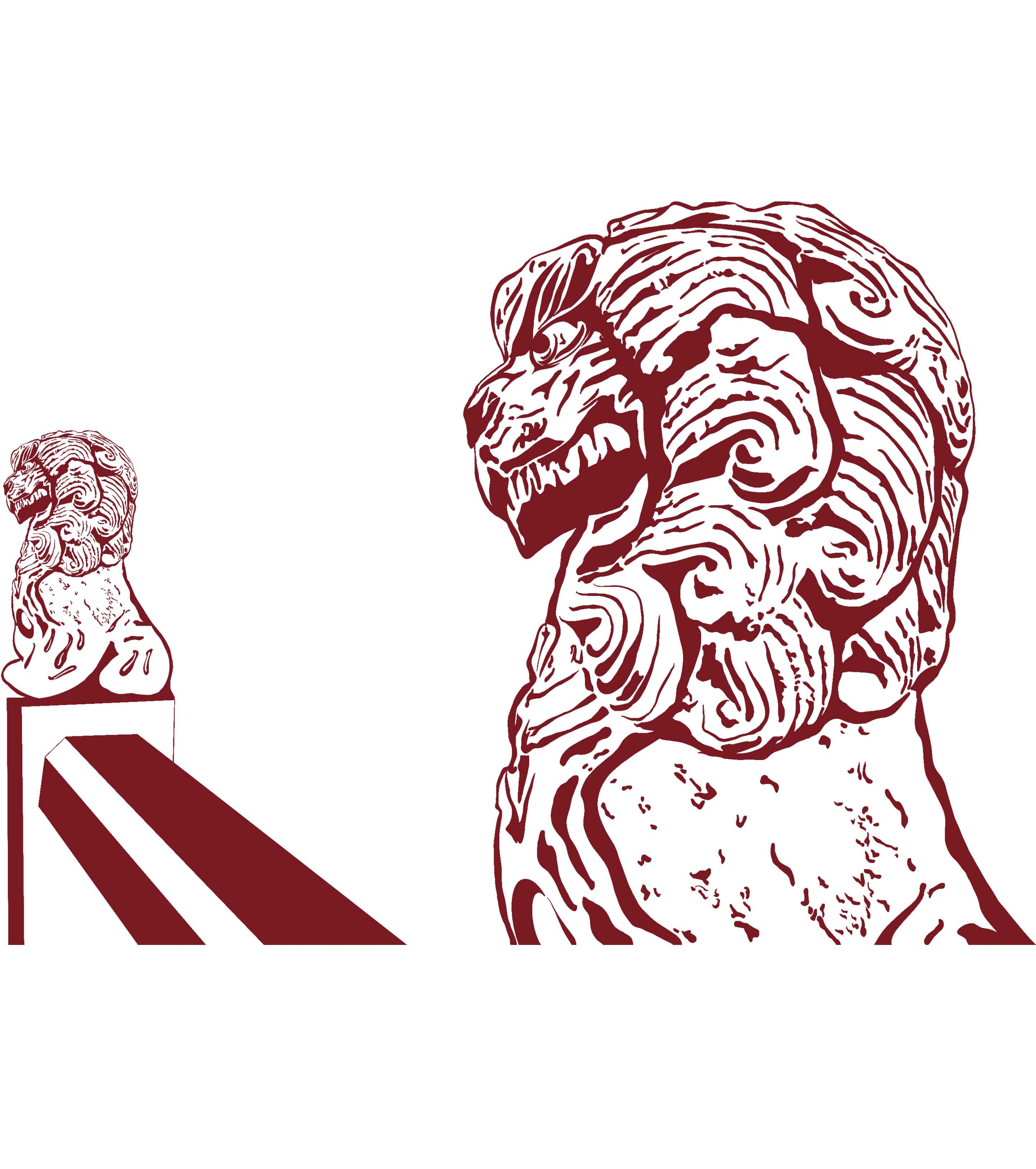 红色手绘党建石狮元素