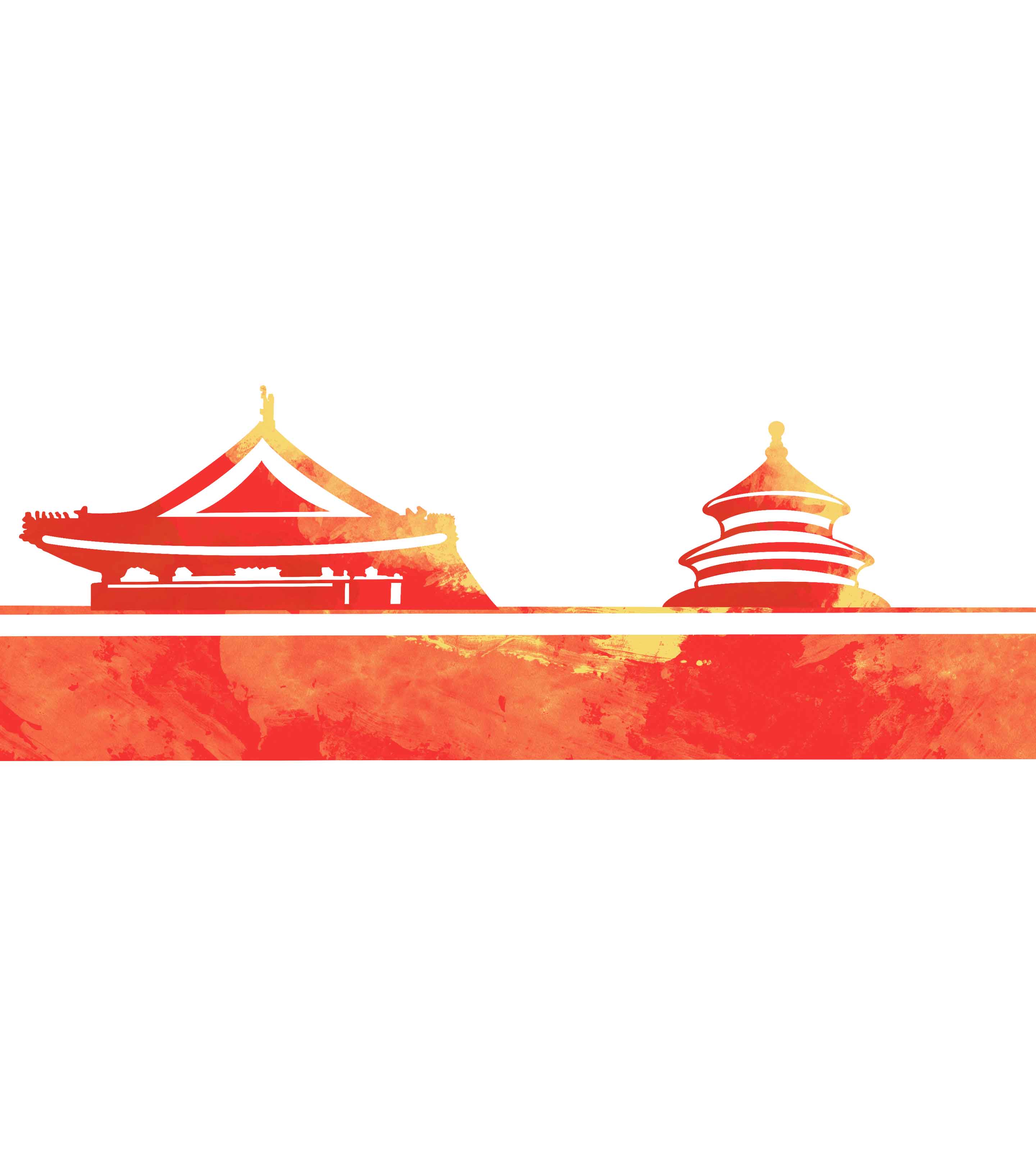 手绘党建天安门城墙元素