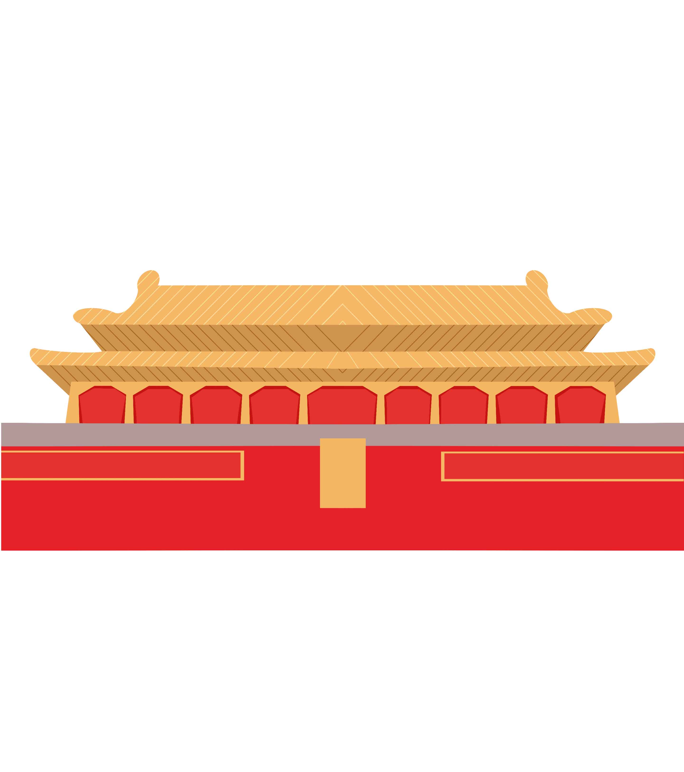 手绘红色党政天安门元素