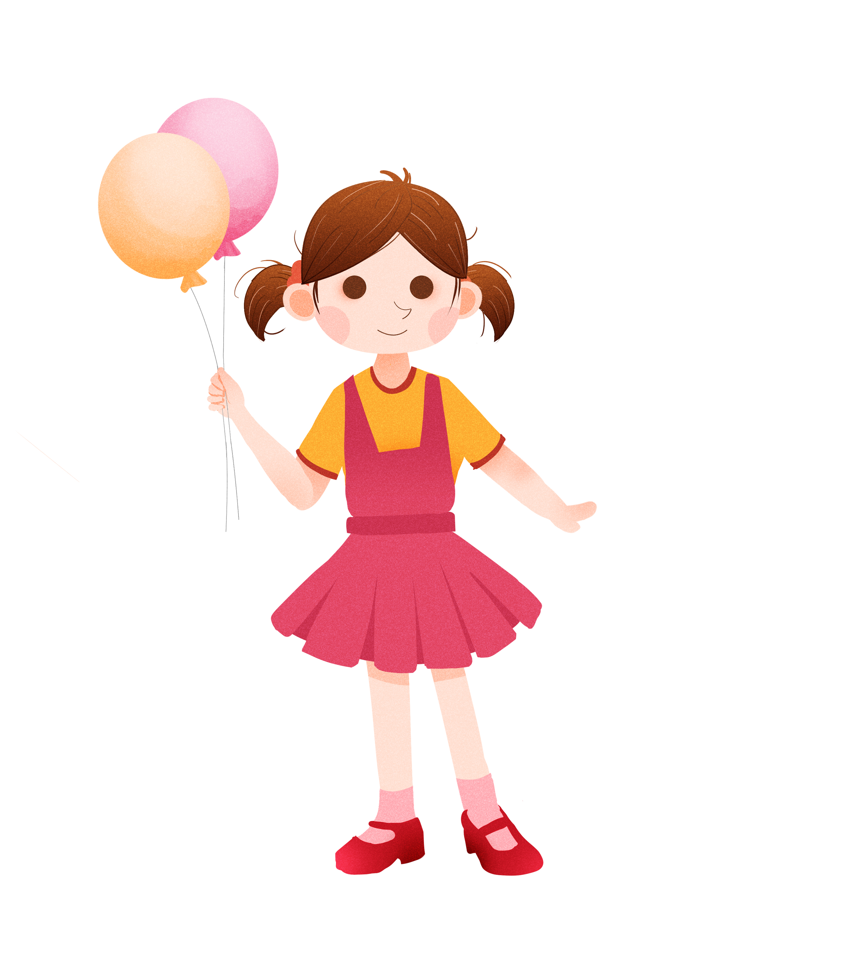 儿童节拿气球女孩元素