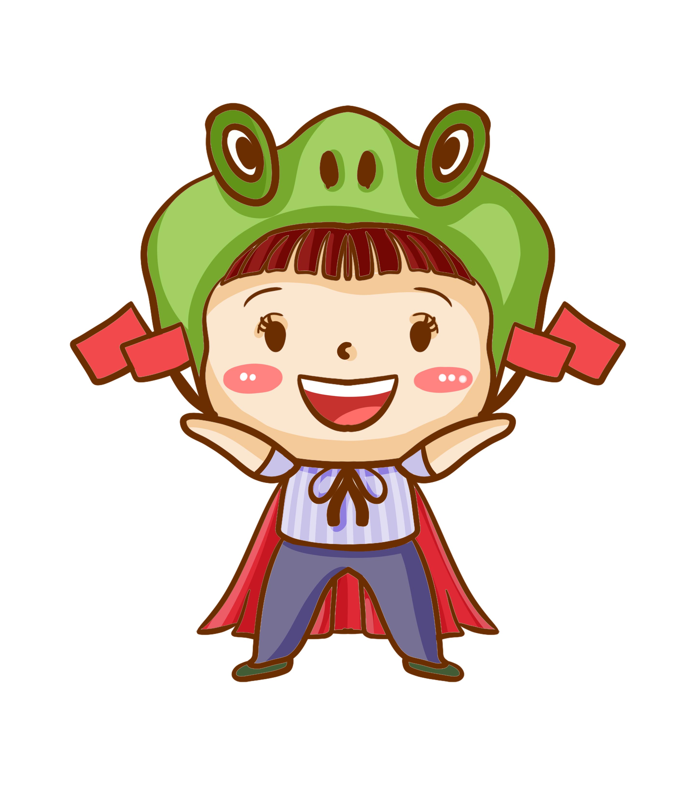 青蛙帽可爱小孩元素